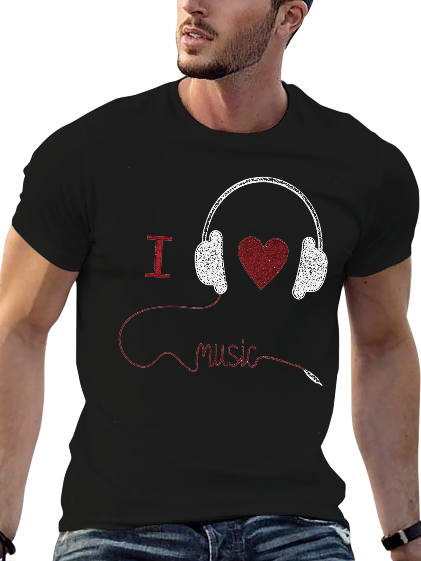 I Heart Music Graphic Tee - Black