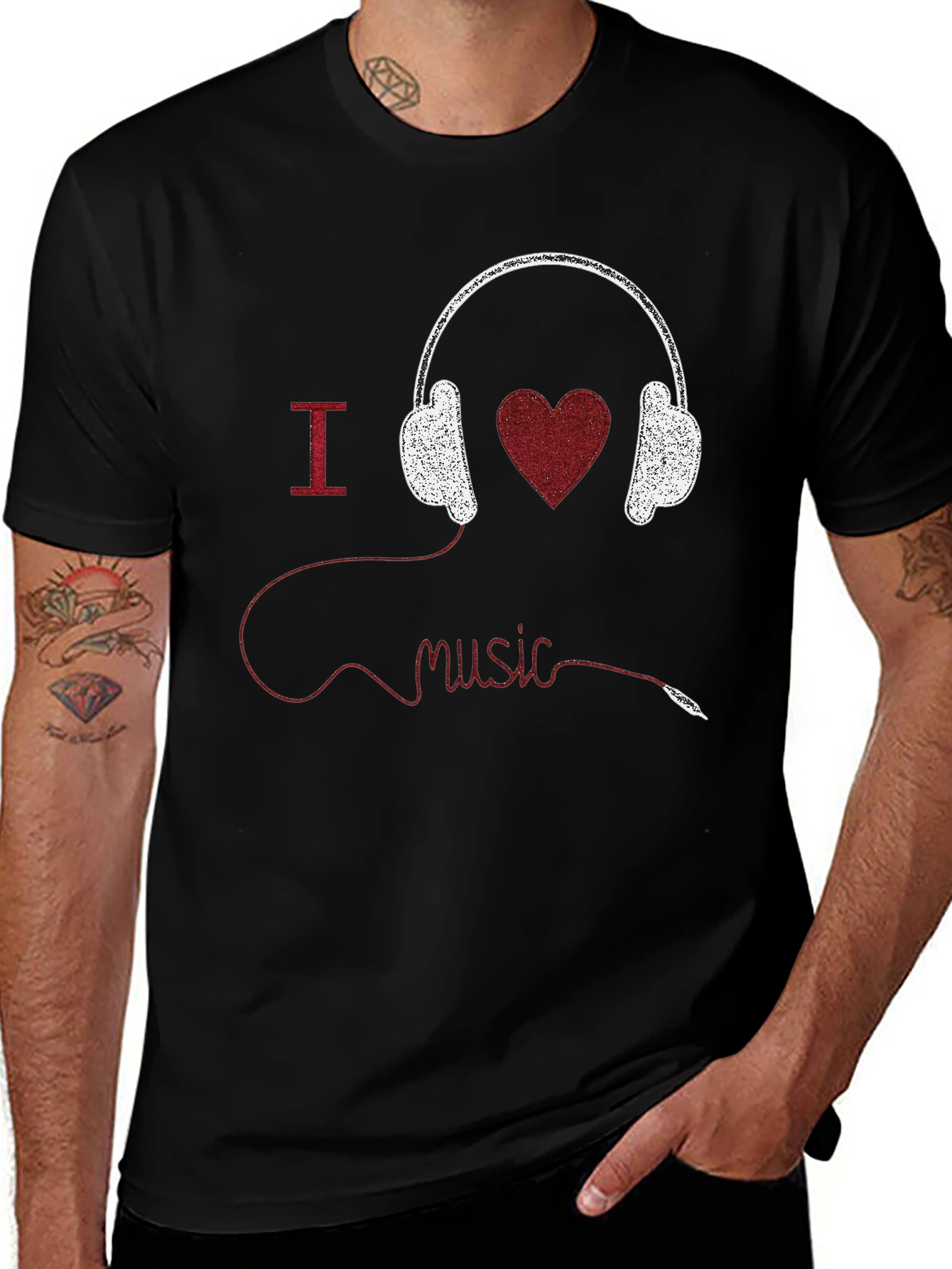 I Heart Music Graphic Tee - Black