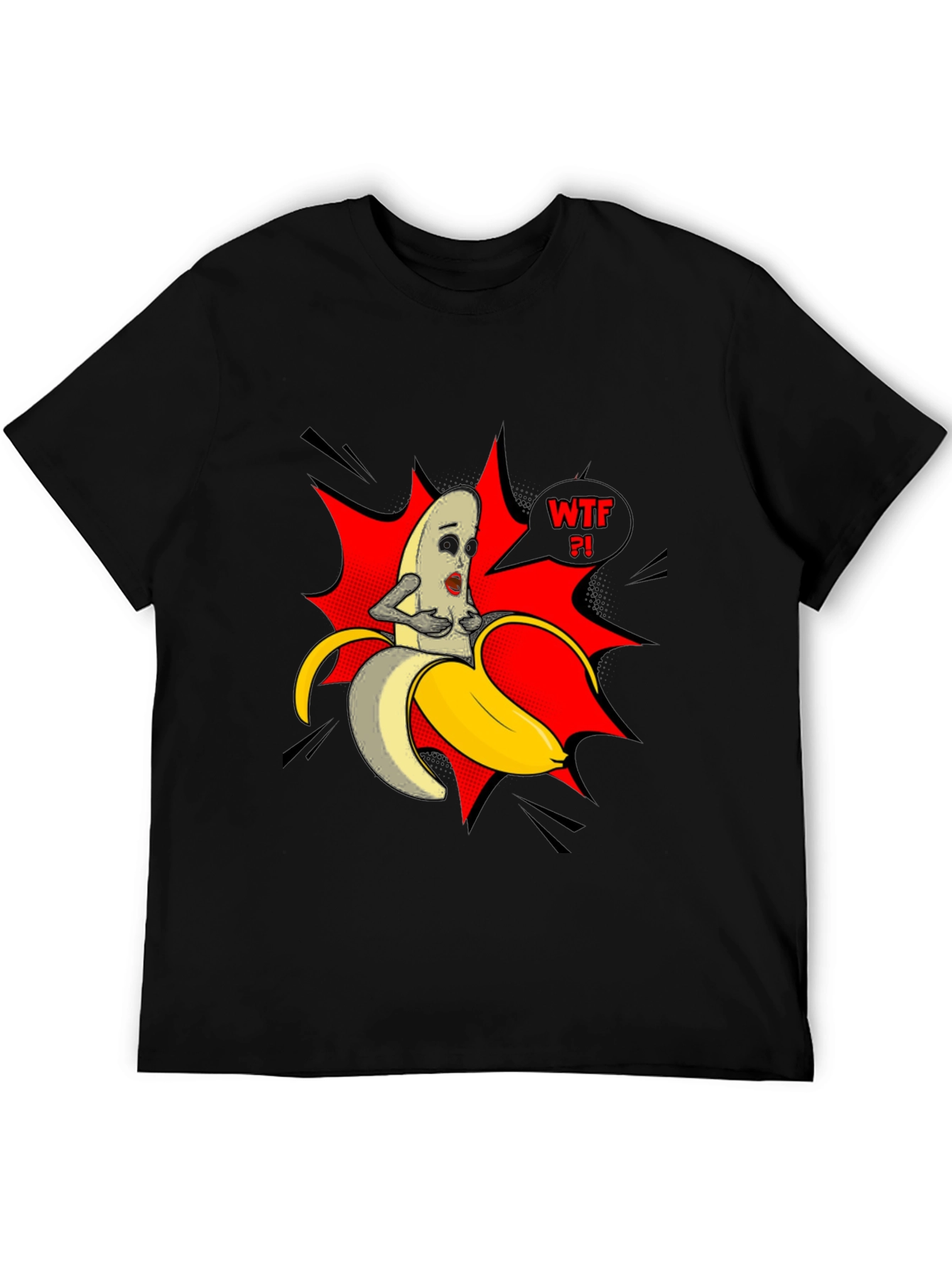 WTF Banana Graphic Tee - Funny Mens Black T-Shirt