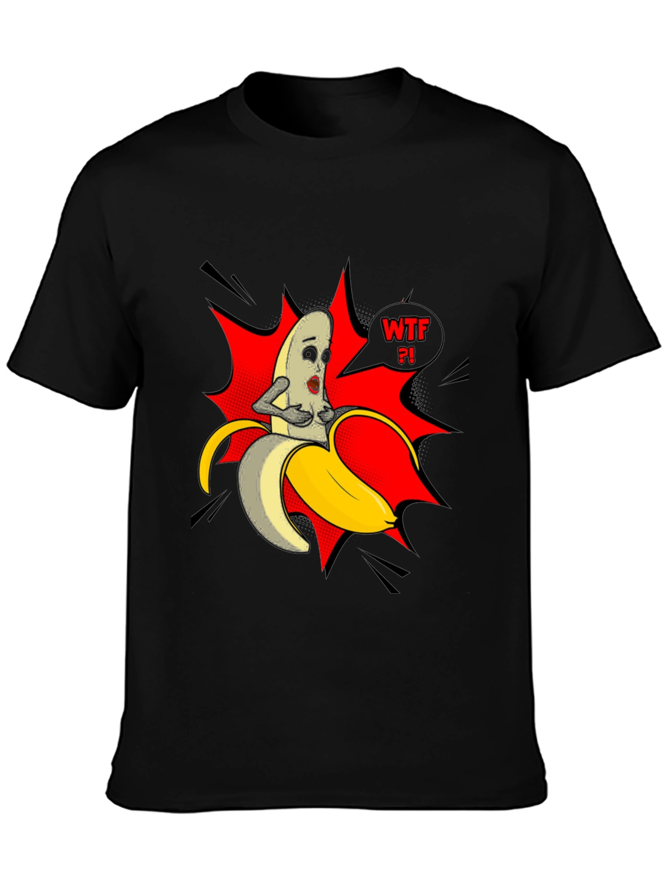 WTF Banana Graphic Tee - Funny Mens Black T-Shirt