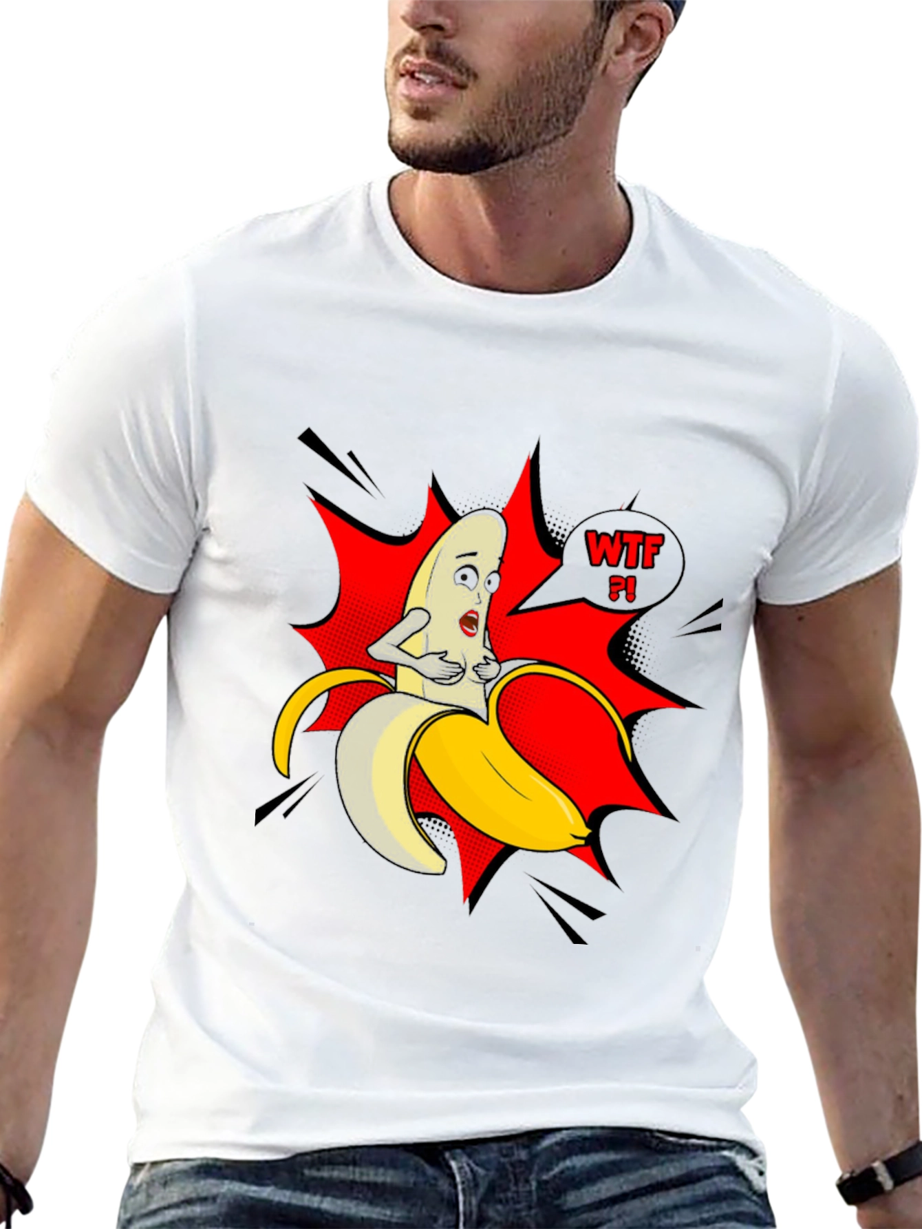 WTF Banana Graphic Tee - Funny Mens Black T-Shirt