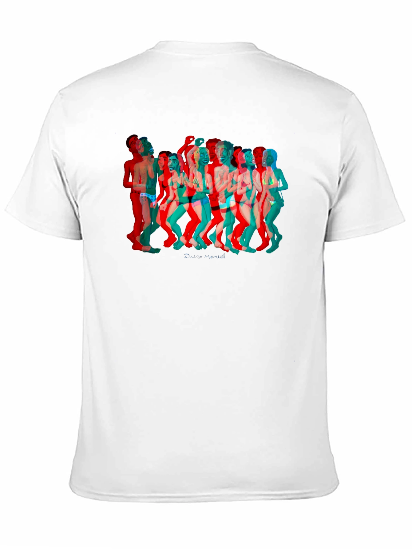 Retro 3D Crowd Graphic Black Tee