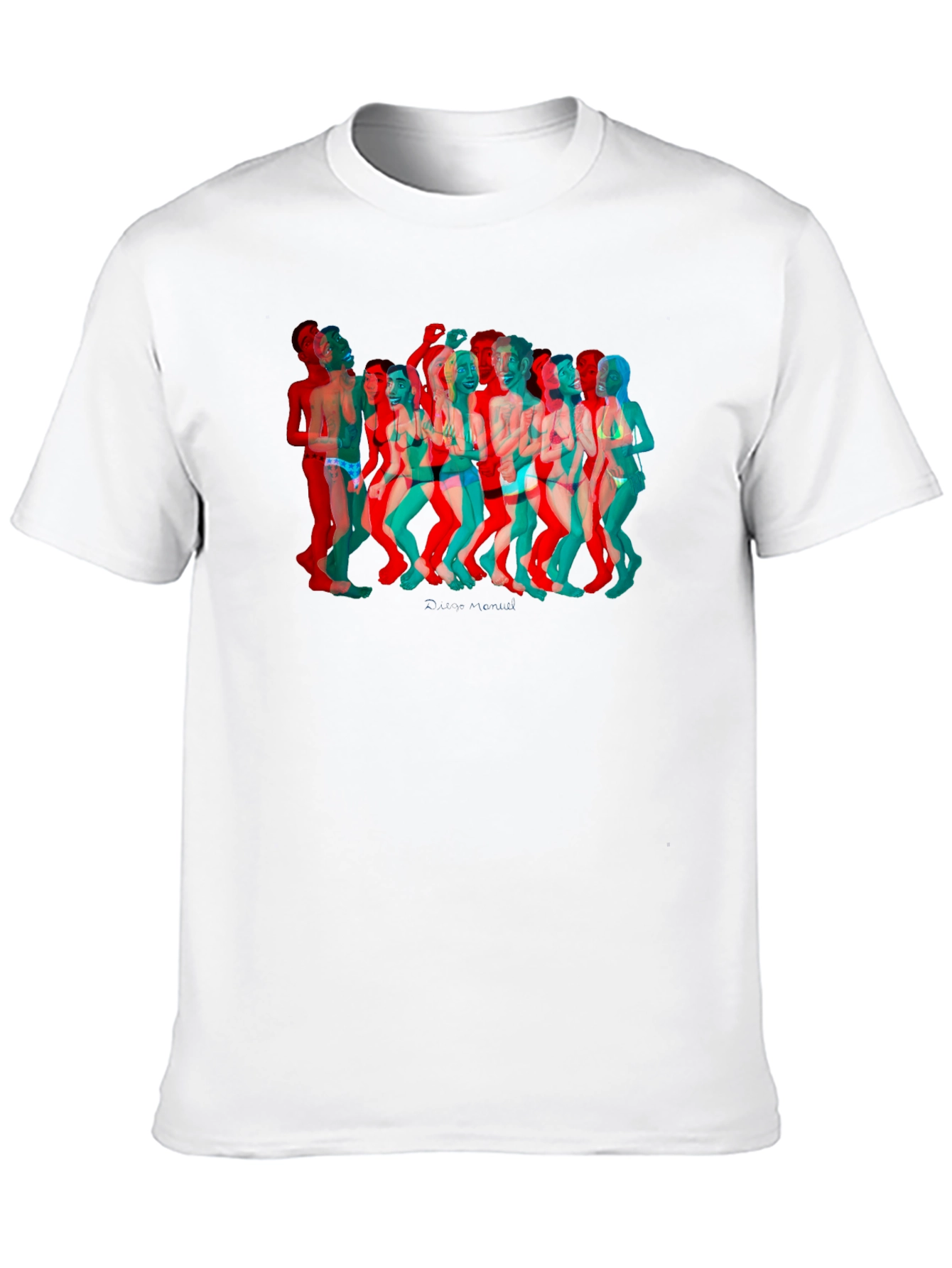 Retro 3D Crowd Graphic Black Tee