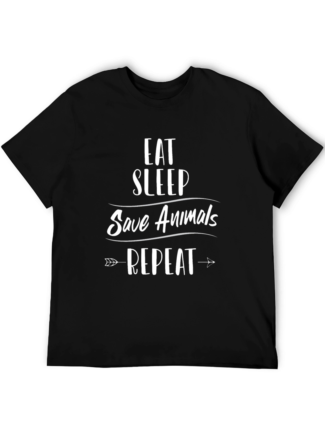 Eat Sleep Save Animals Repeat Black Graphic Tee