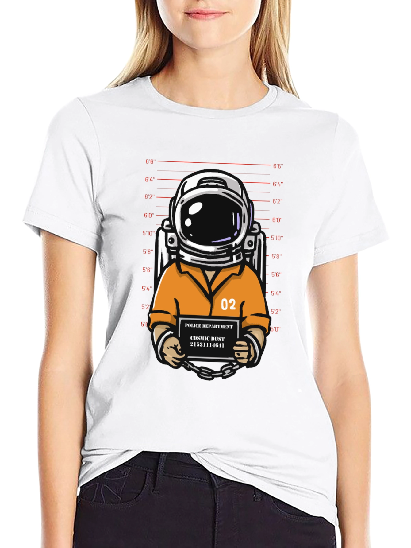 Astronaut Mugshot Graphic T-Shirt - Cosmic Dust Design