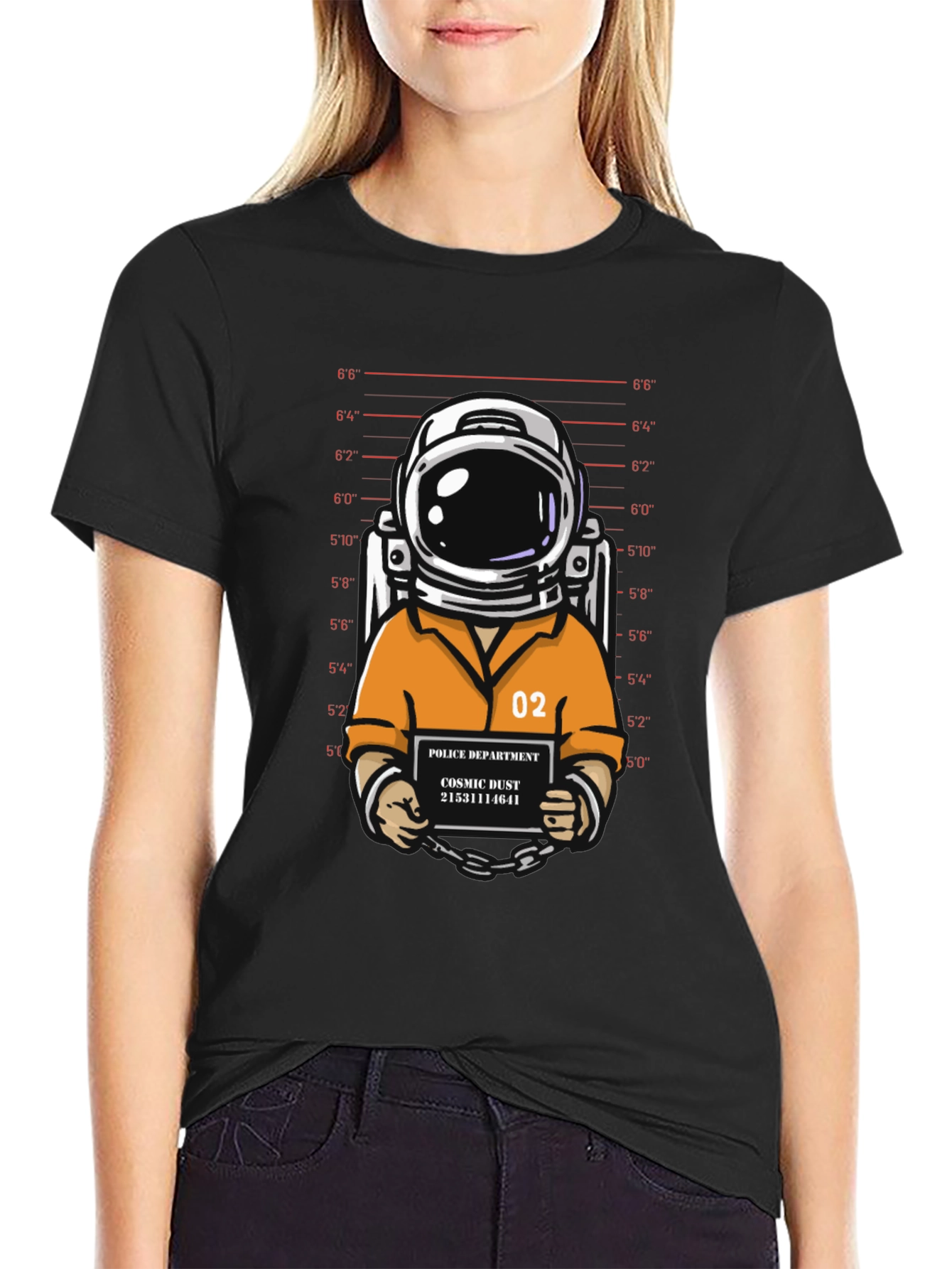 Astronaut Mugshot Graphic T-Shirt - Cosmic Dust Design