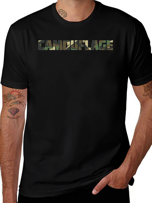 Camouflage Print Black T-Shirt
