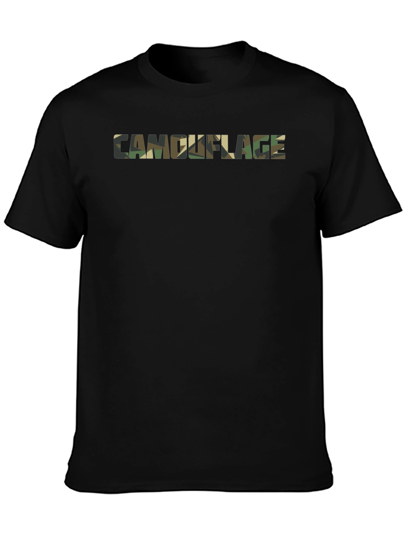 Camouflage Print Black T-Shirt