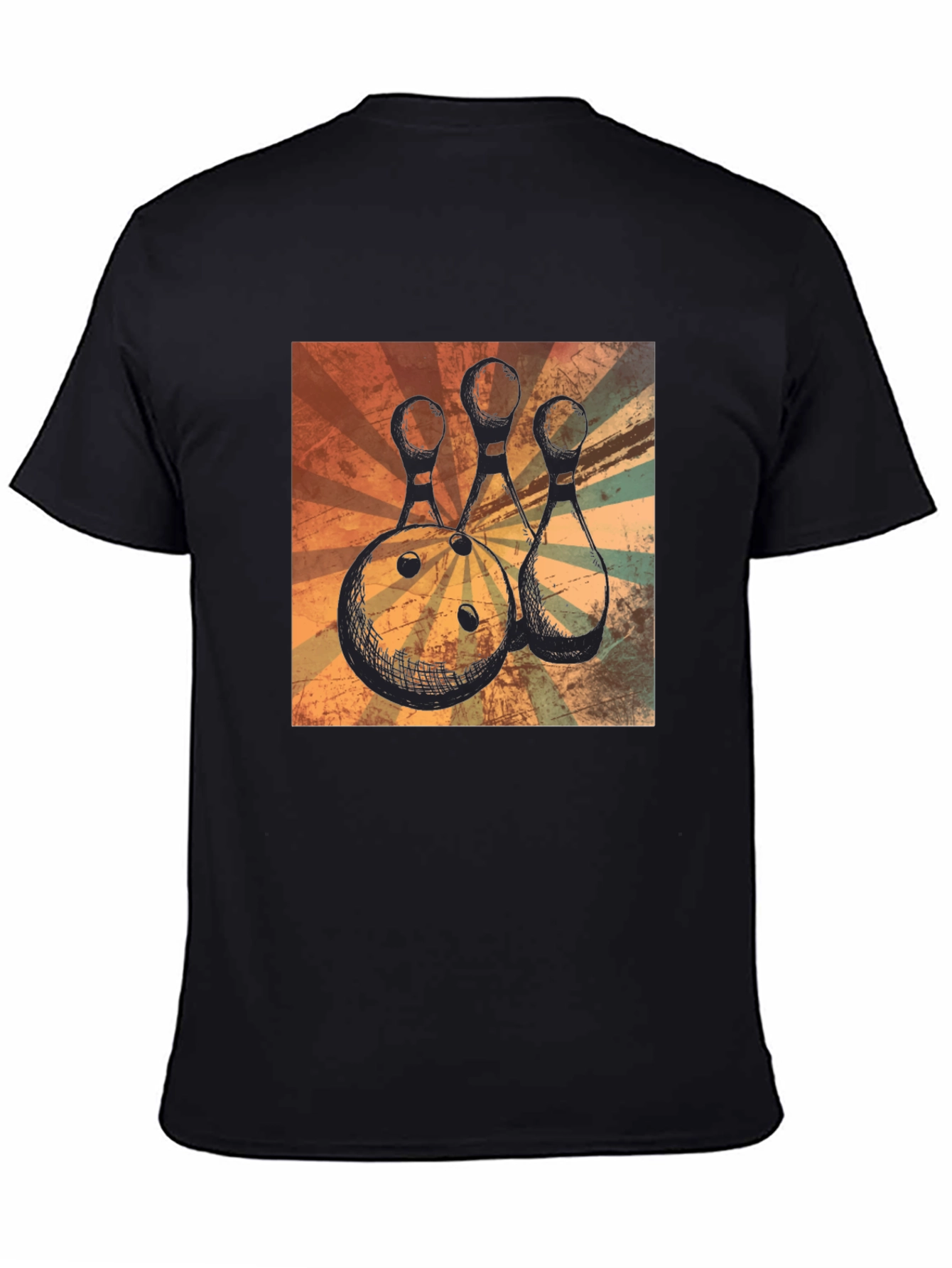 Retro Bowling Ball and Pins Graphic T-Shirt