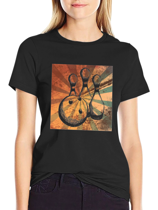 Retro Bowling Ball and Pins Graphic T-Shirt