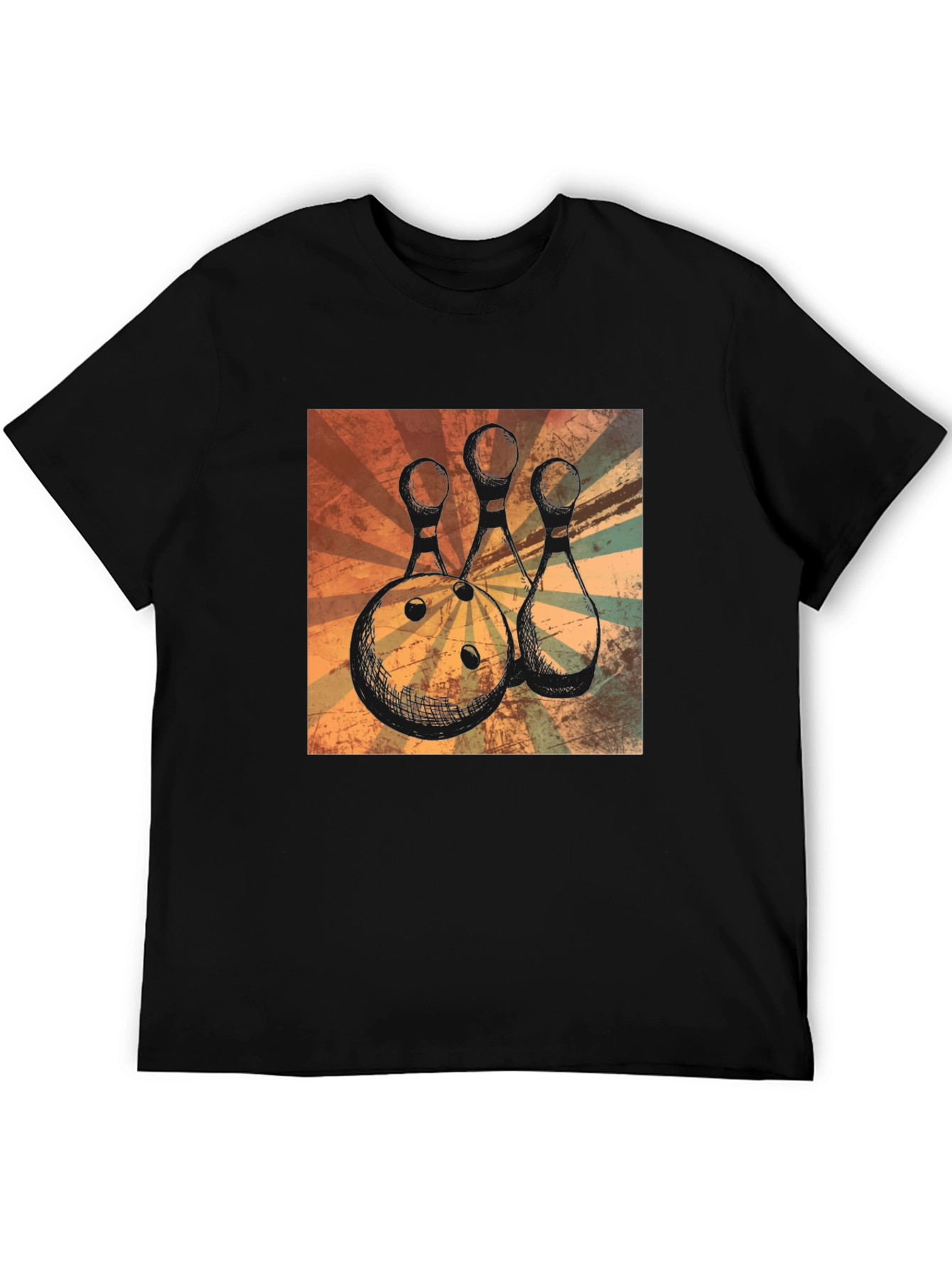 Retro Bowling Ball and Pins Graphic T-Shirt