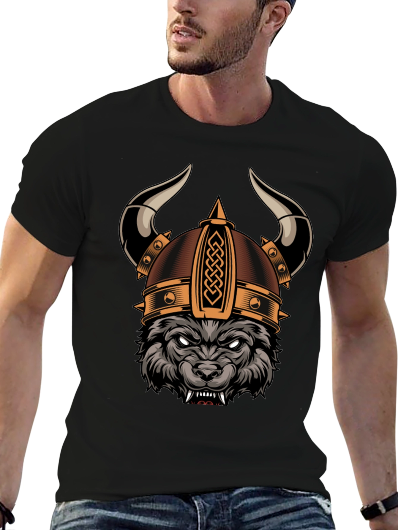 Viking Wolf Graphic Tee - Black