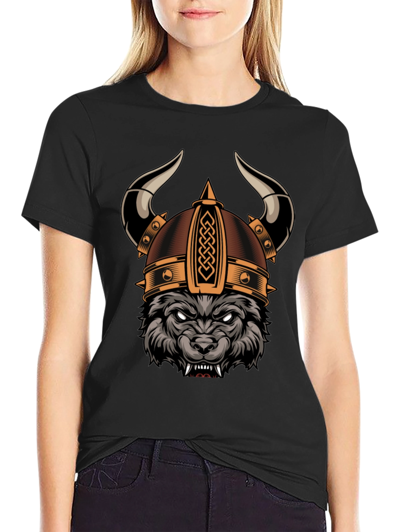 Viking Wolf Graphic Tee - Black