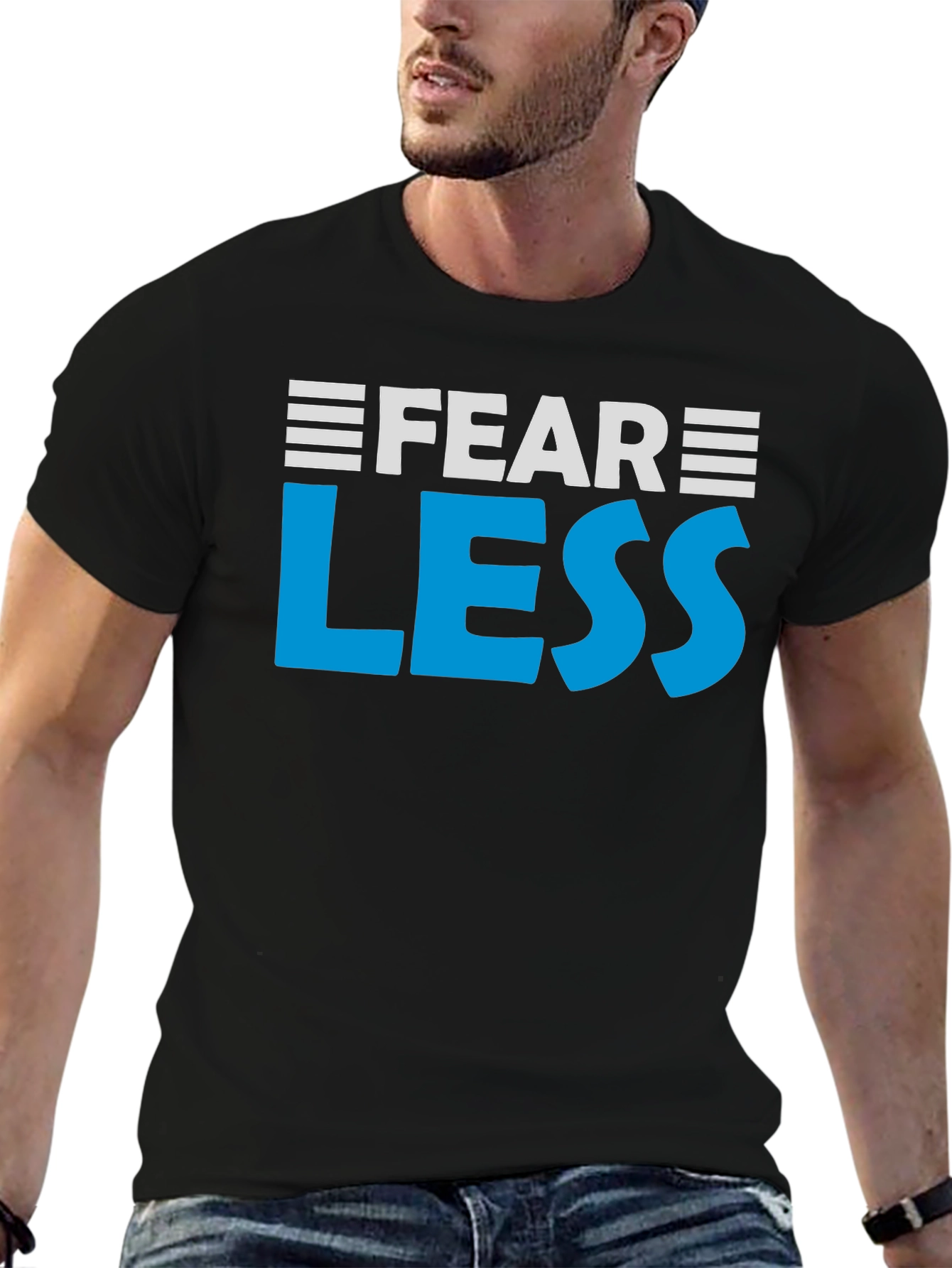 Fear Less Graphic Tee - Motivational Black T-Shirt