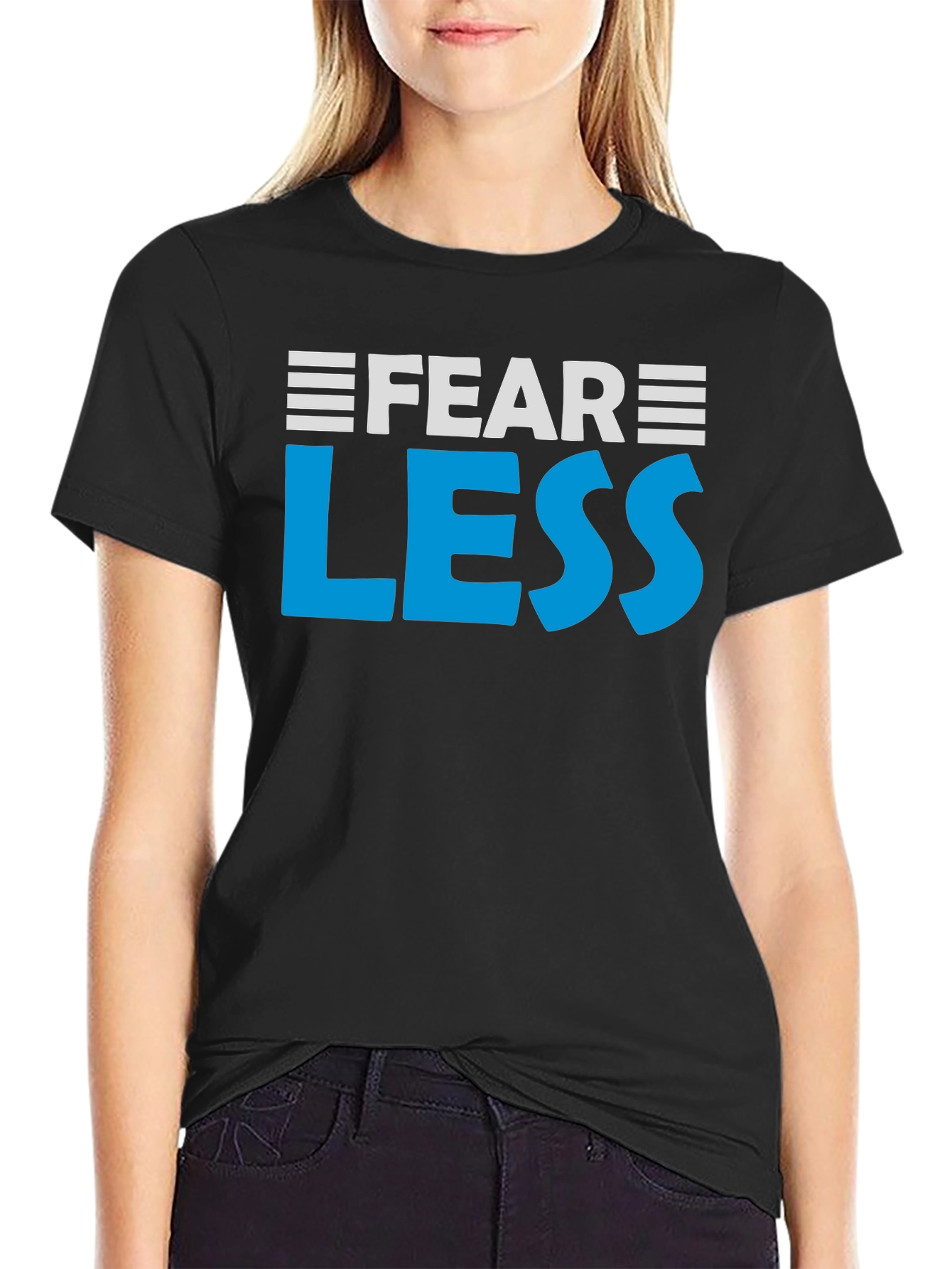 Fear Less Graphic Tee - Motivational Black T-Shirt