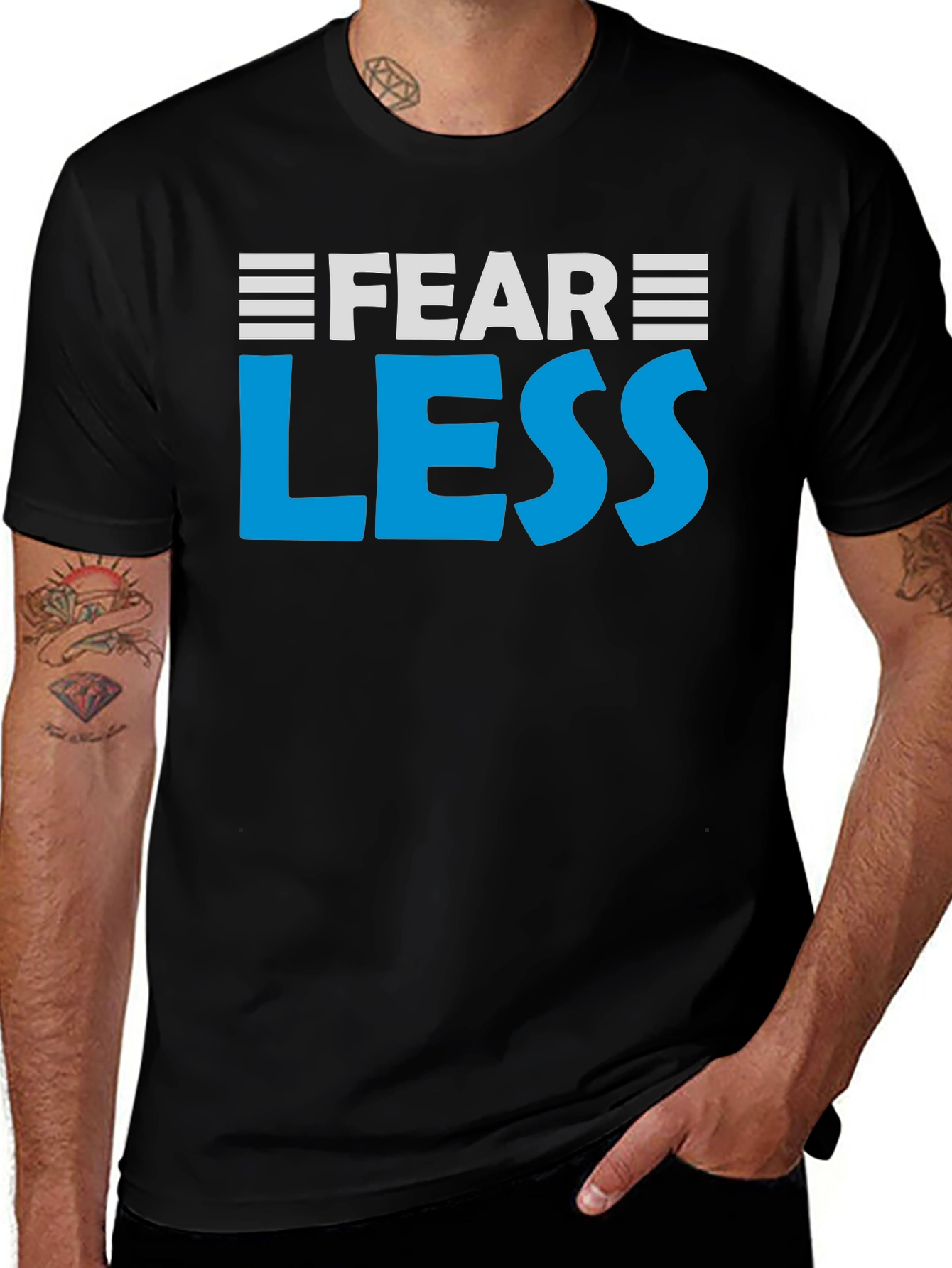 Fear Less Graphic Tee - Motivational Black T-Shirt