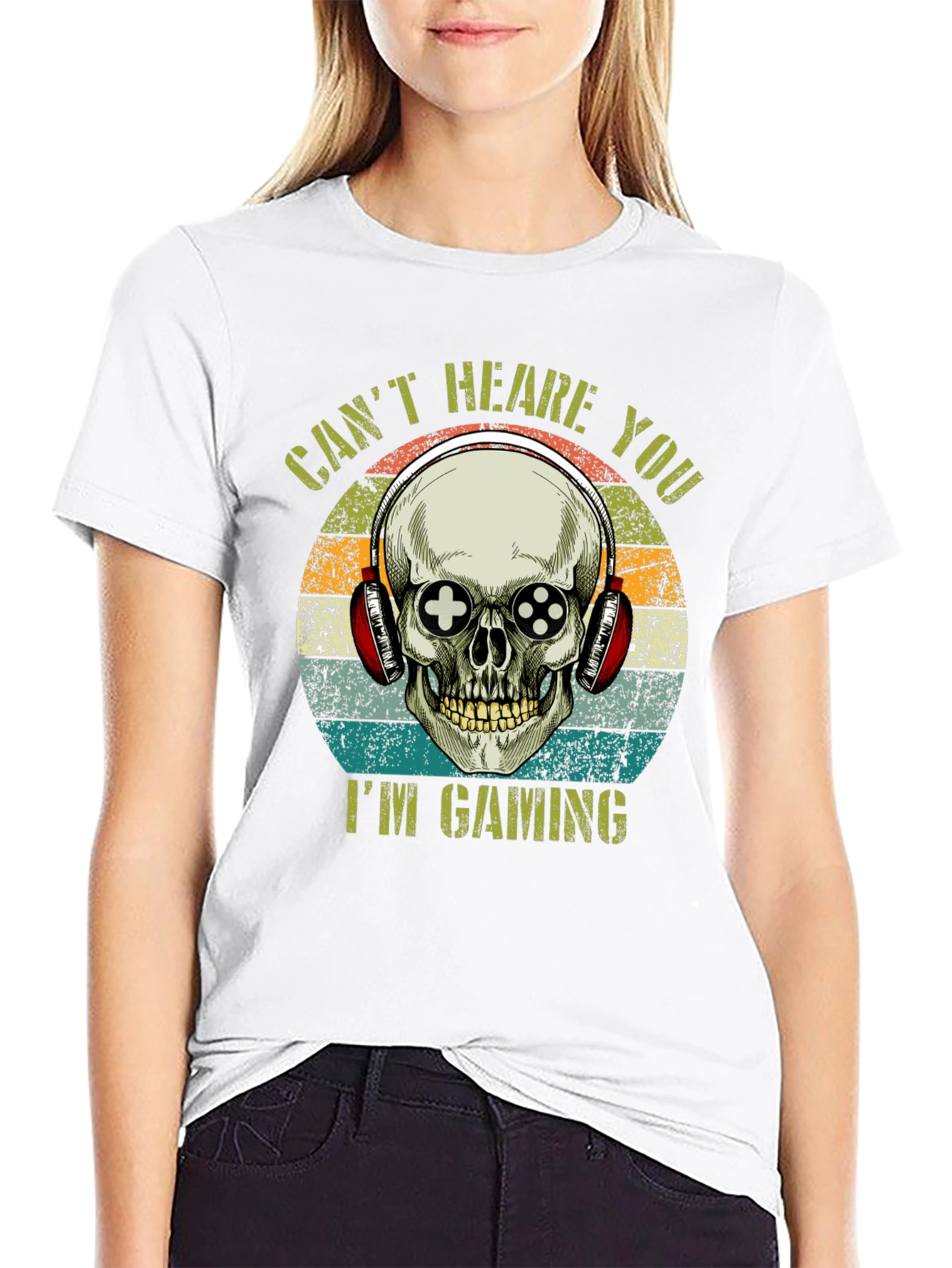 Gamer Skull T-Shirt: Cant Hear You Im Gaming!