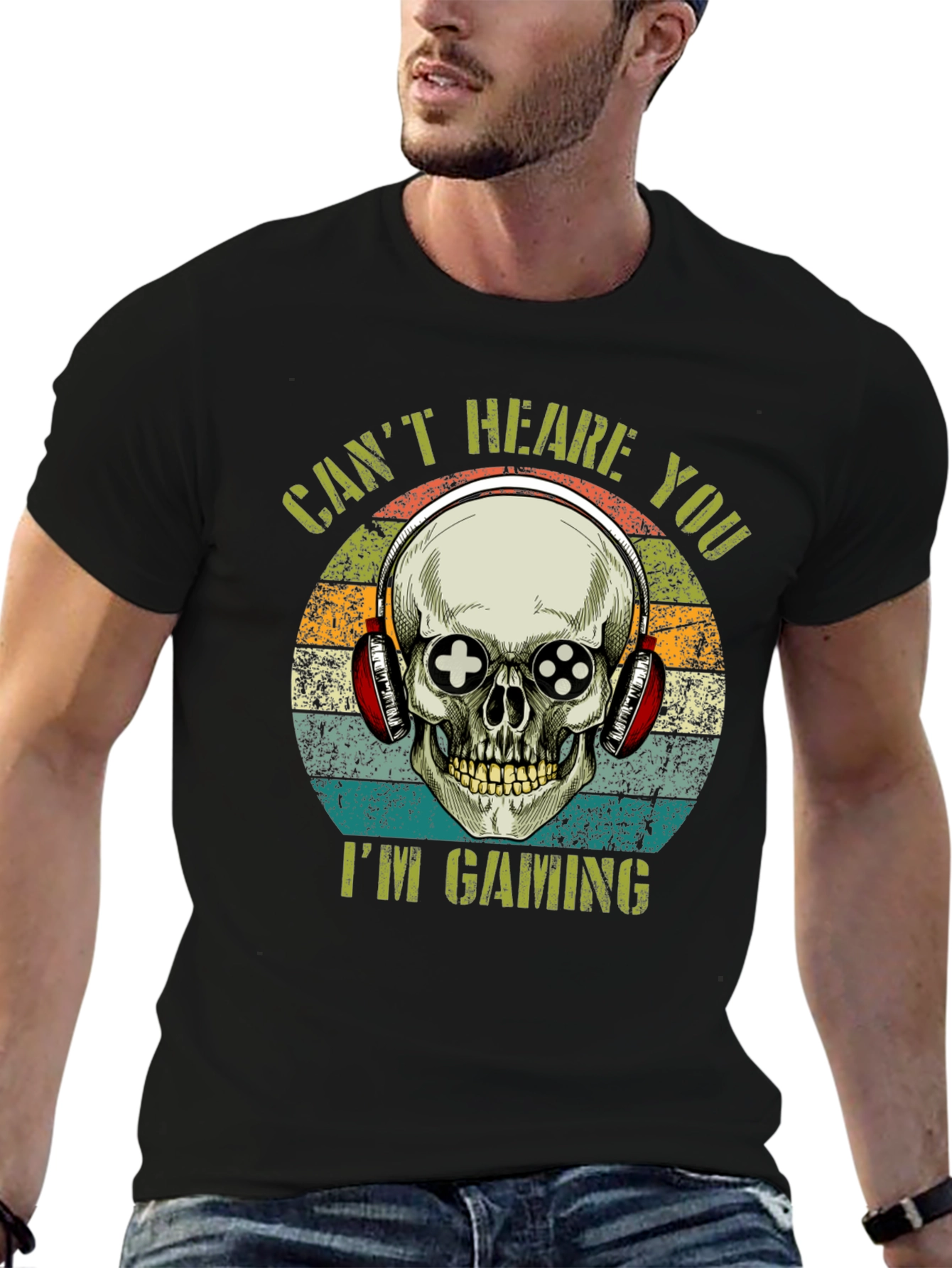 Gamer Skull T-Shirt: Cant Hear You Im Gaming!