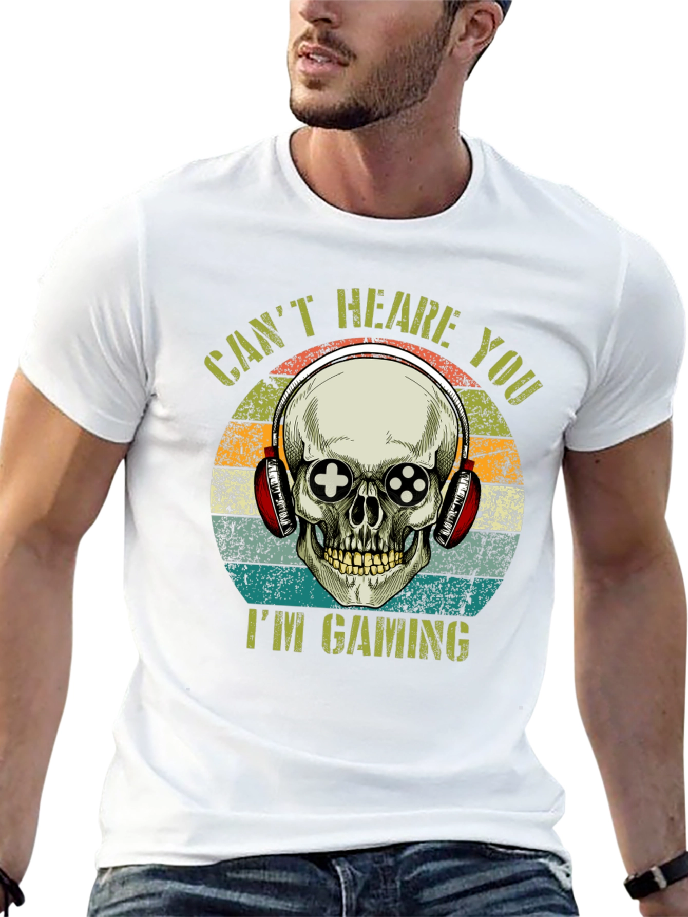 Gamer Skull T-Shirt: Cant Hear You Im Gaming!