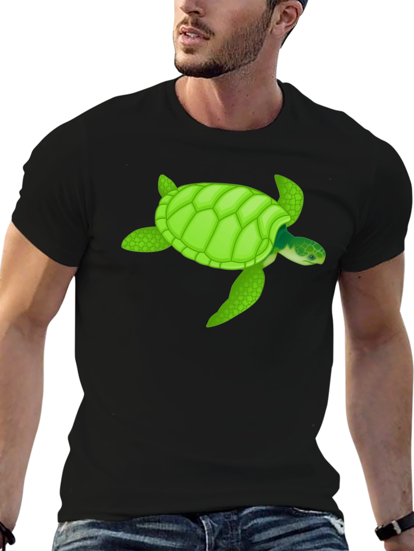 Sea Turtle Graphic T-Shirt - Black Cotton Tee