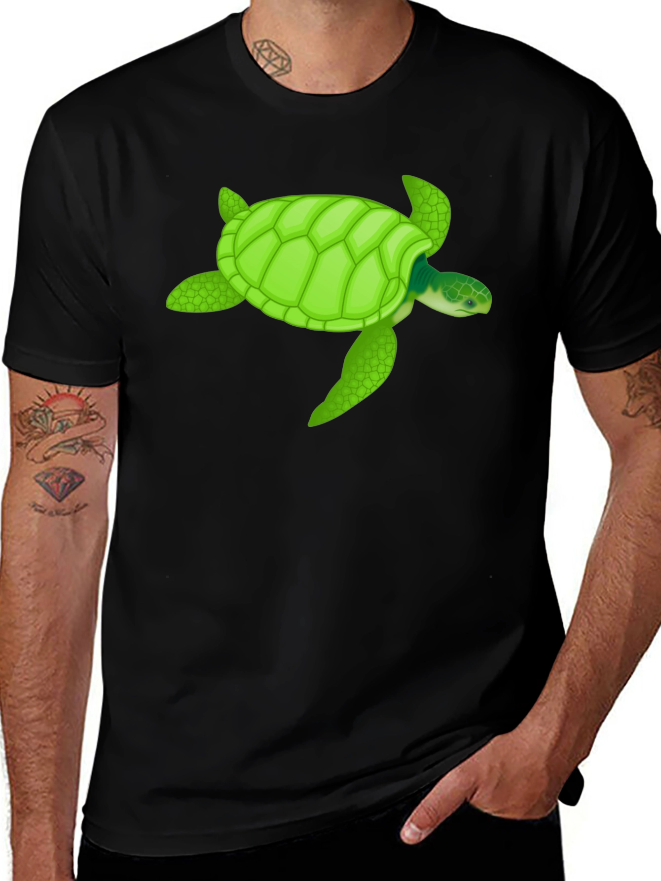 Sea Turtle Graphic T-Shirt - Black Cotton Tee
