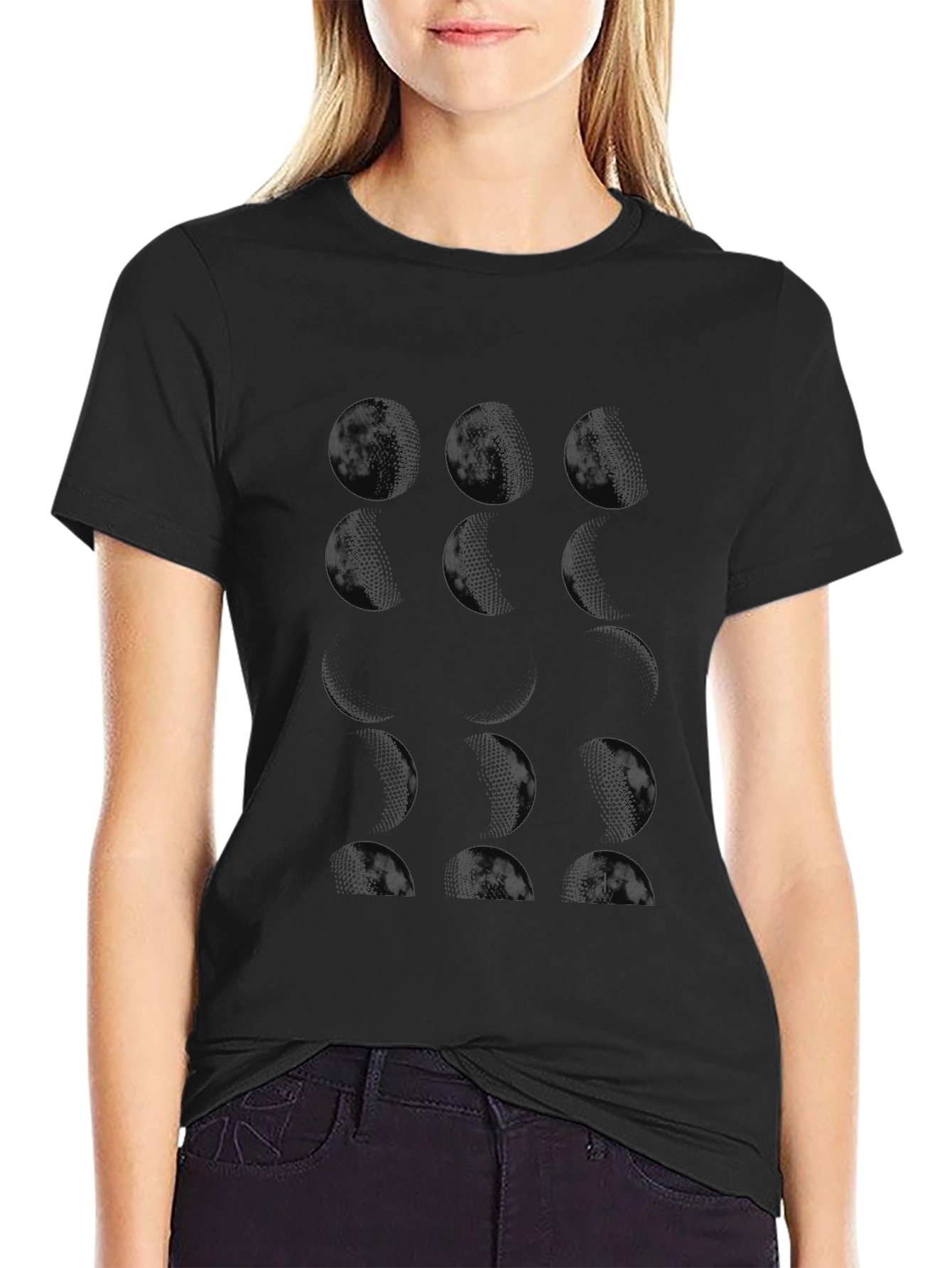 Black Graphic Tee - Minimalist Circle Design