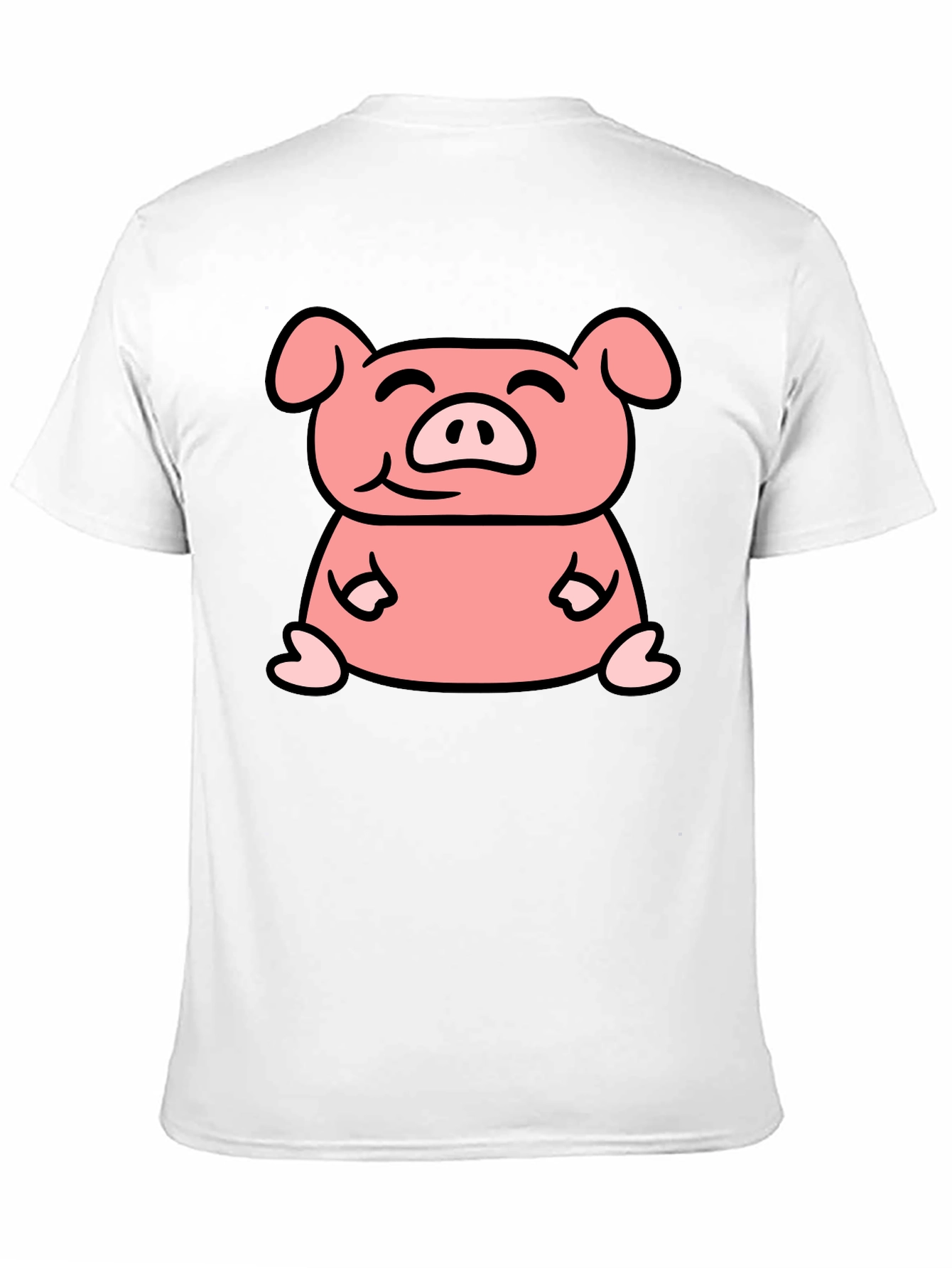 Cute Pig Cartoon Graphic Black T-Shirt