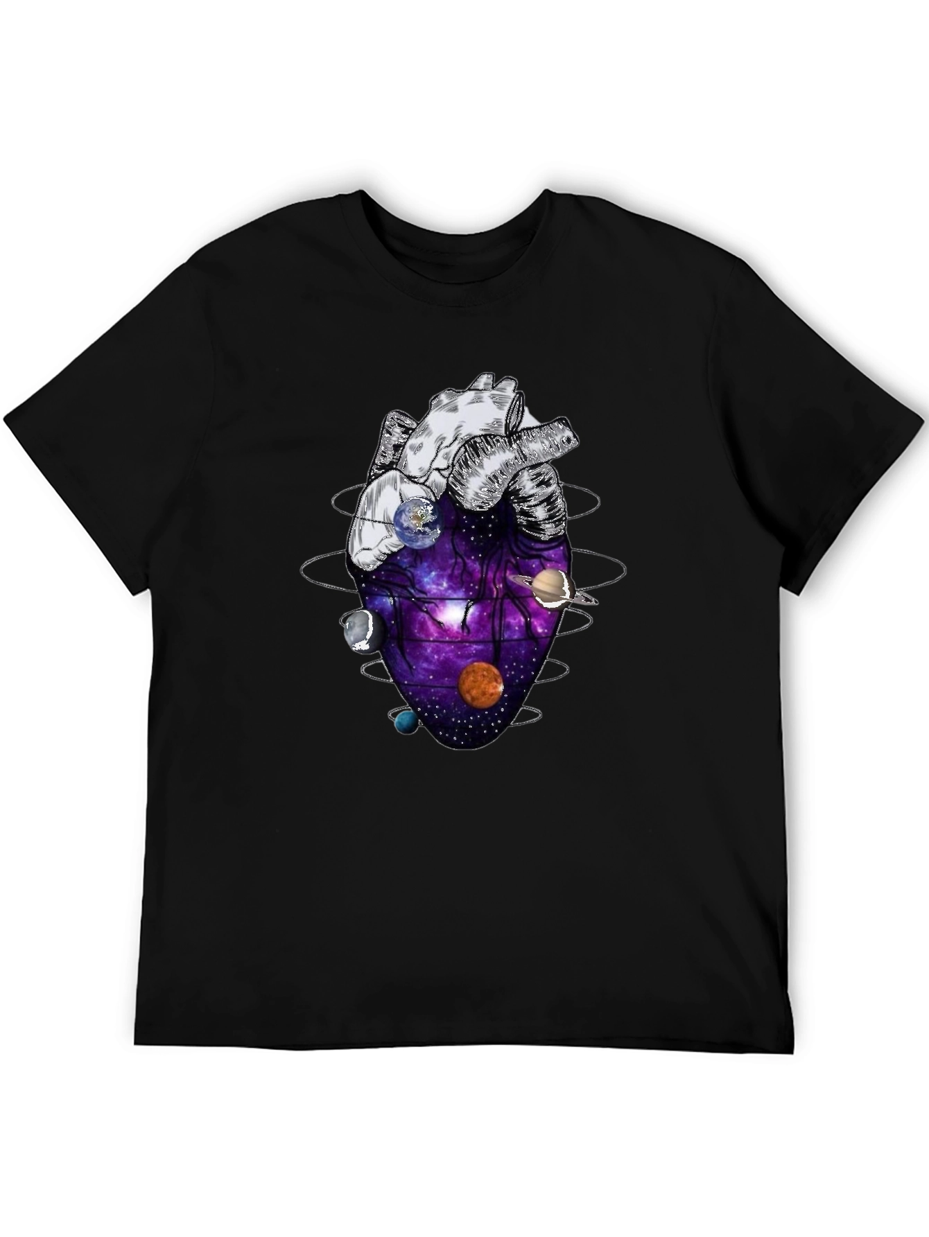 Anatomical Heart Planets Universe Mens T-Shirt