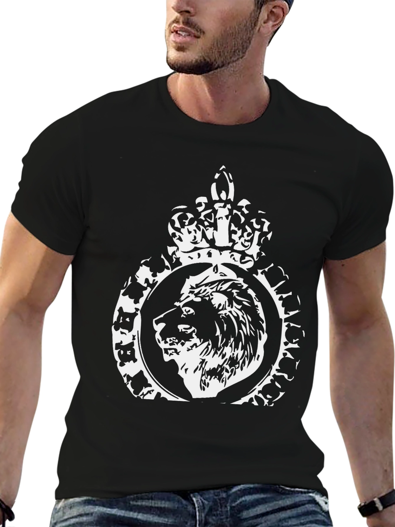 Lion Crown Graphic Print Black T-Shirt