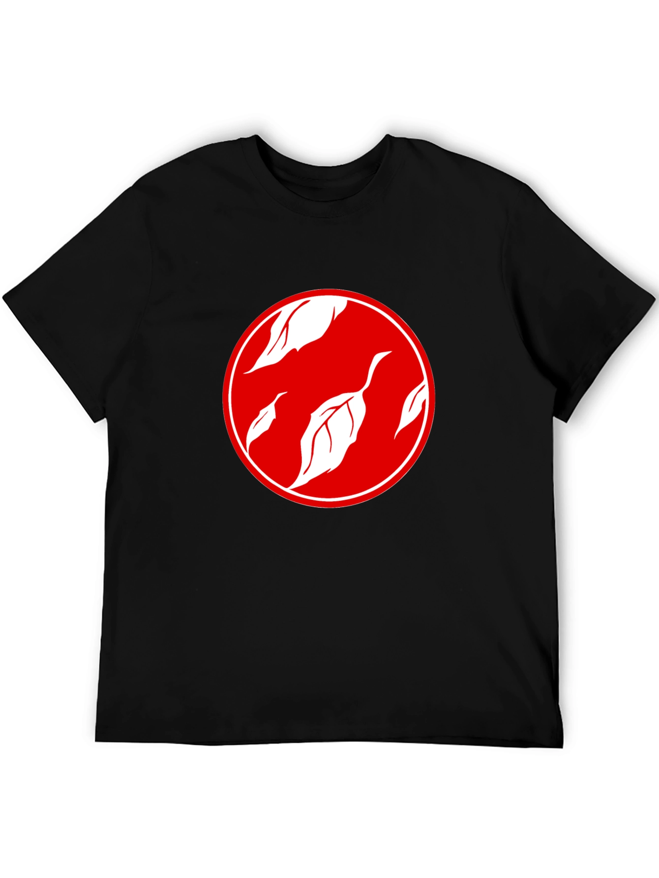 Stylish Black T-Shirt with Leaf Design