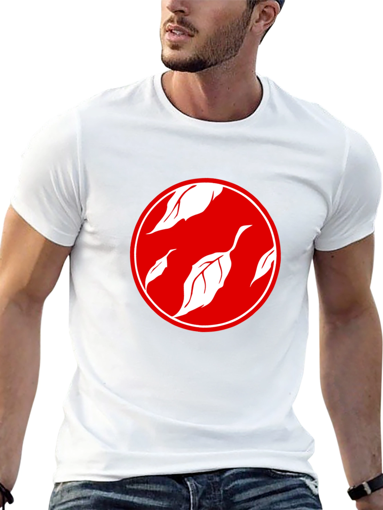 Stylish Black T-Shirt with Leaf Design
