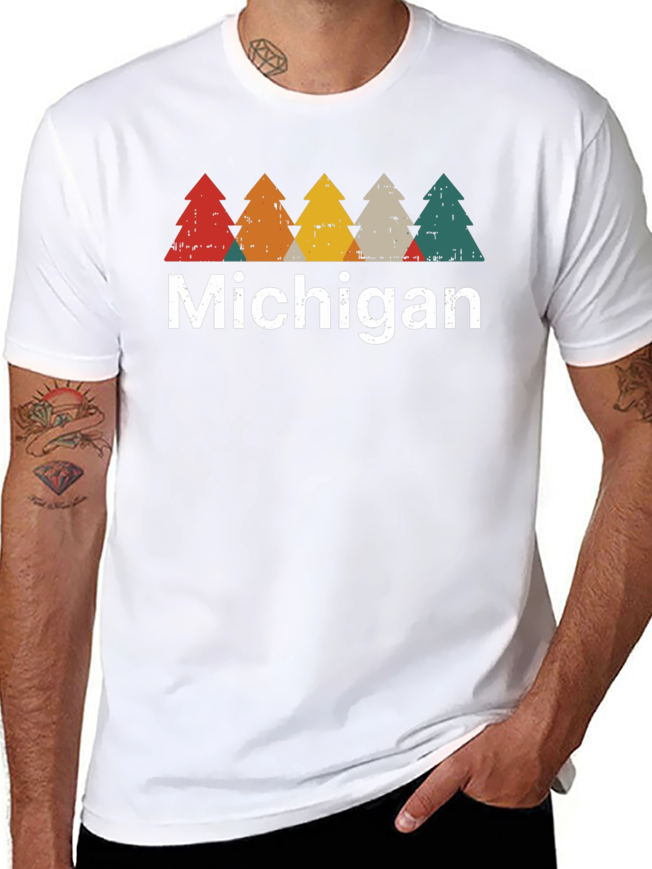 Michigan Trees Retro T-Shirt