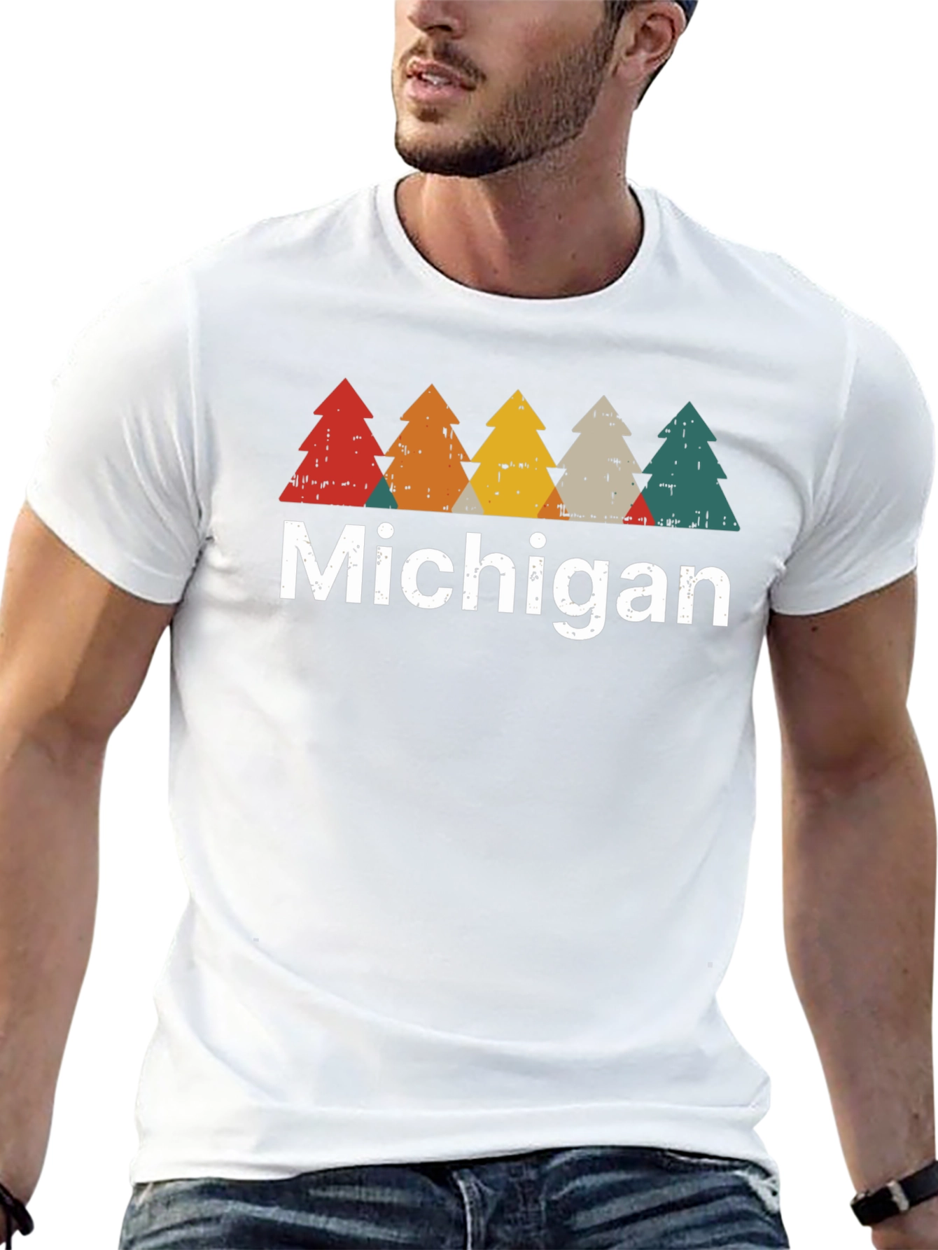 Michigan Trees Retro T-Shirt