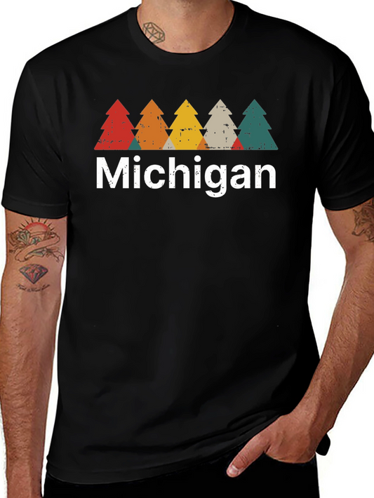 Michigan Trees Retro T-Shirt