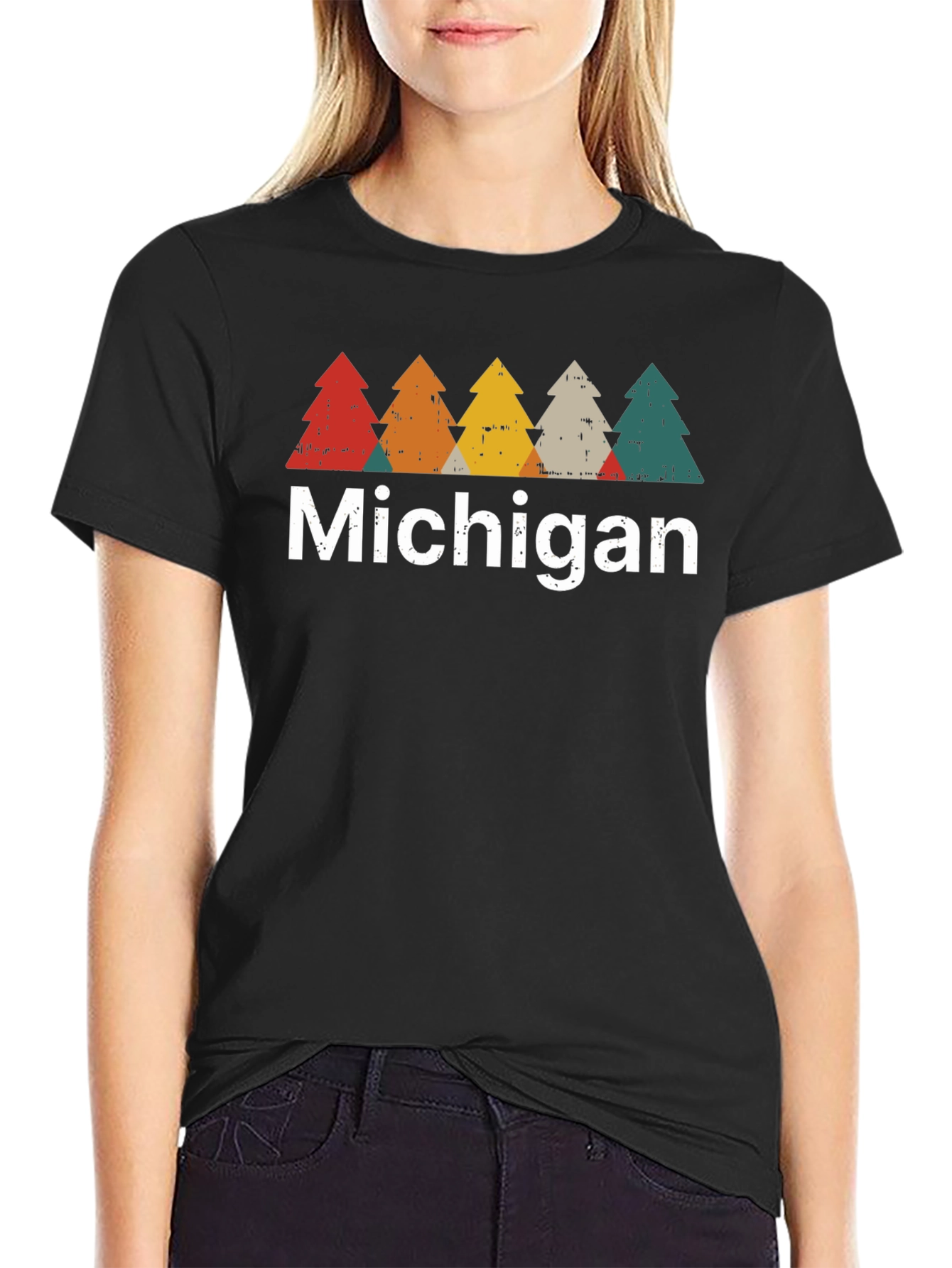 Michigan Trees Retro T-Shirt