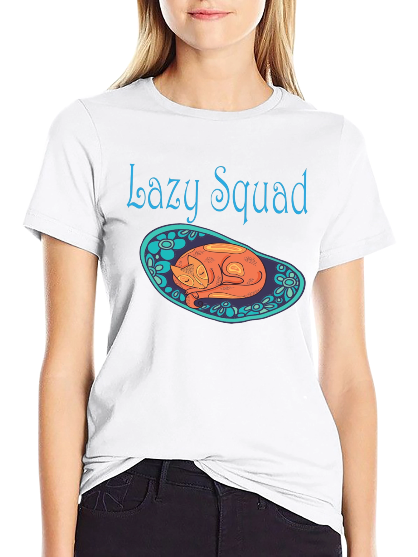 Lazy Squad Cat Graphic T-Shirt