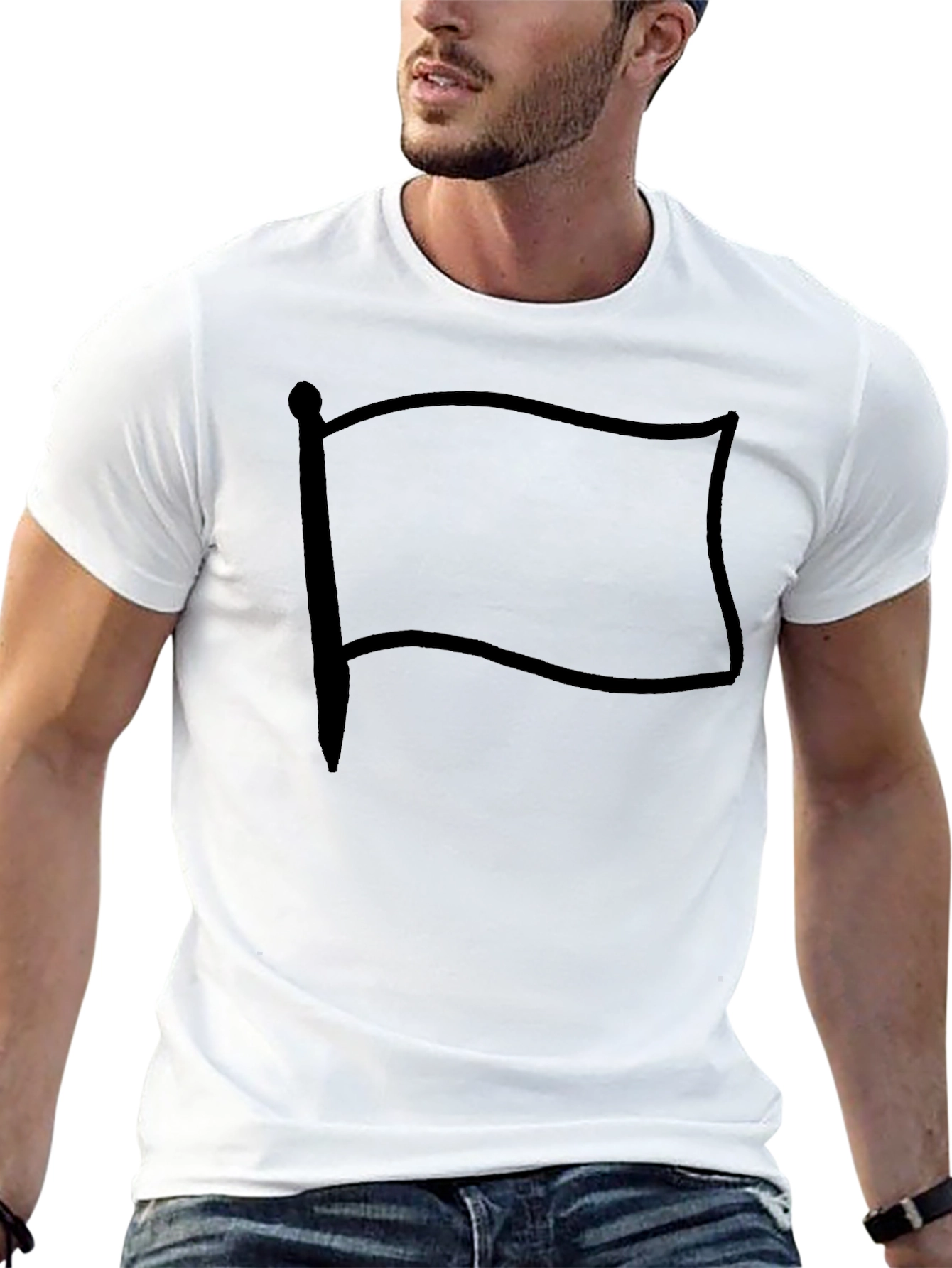 Mens Graphic T-Shirt - Flag Design Solid Black