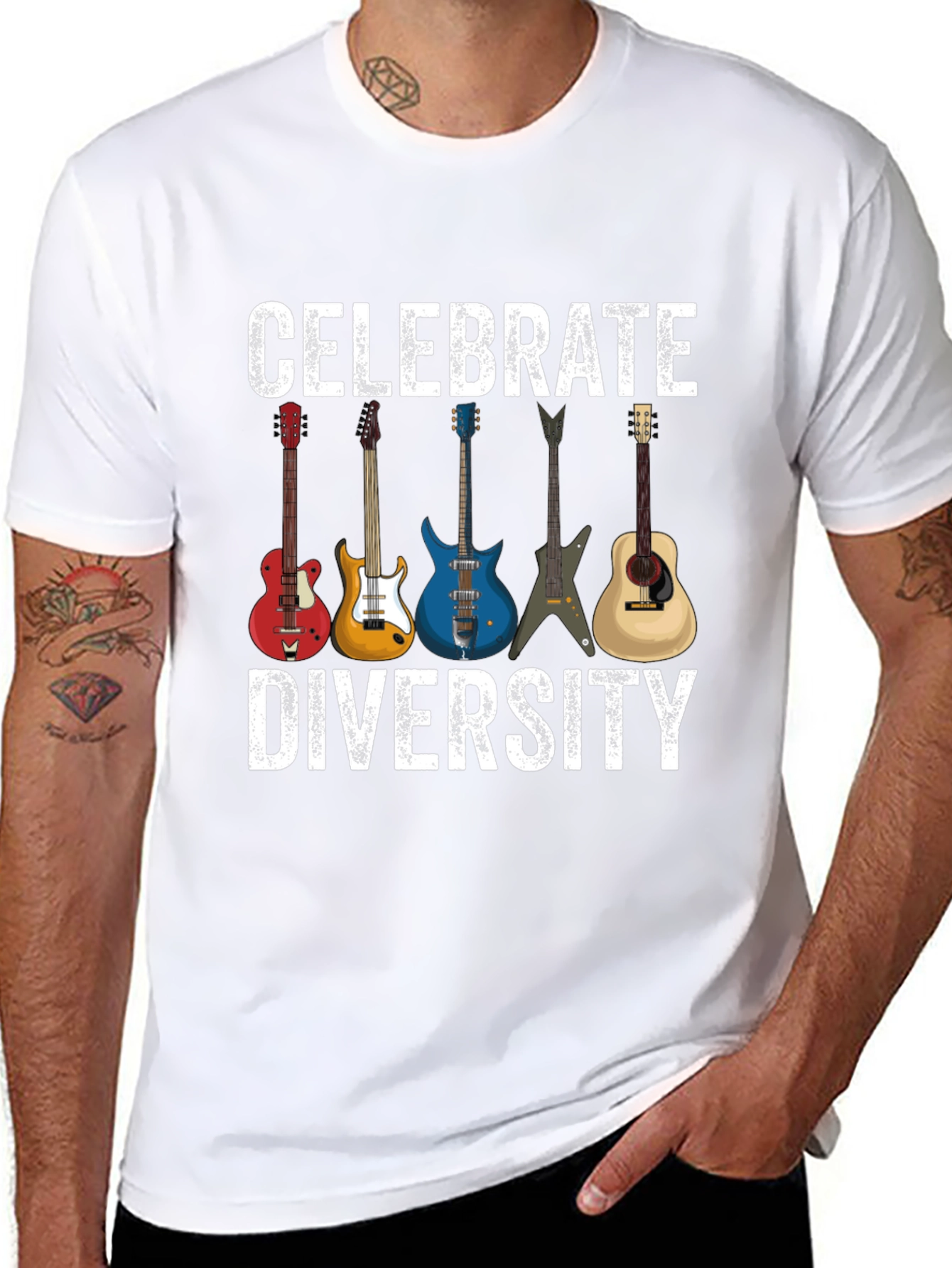 Celebrate Diversity Guitar T-Shirt - Music Lover Tee