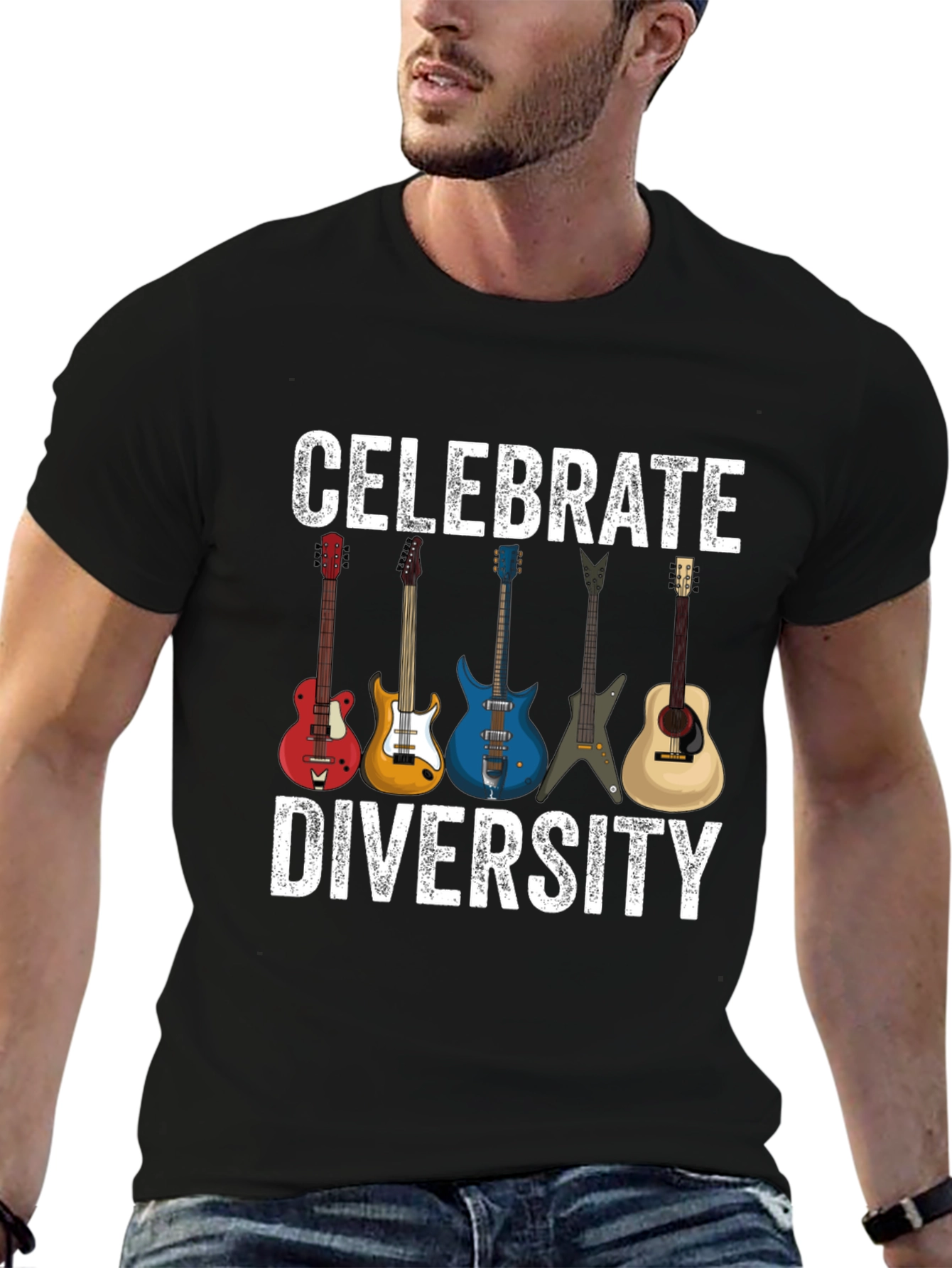 Celebrate Diversity Guitar T-Shirt - Music Lover Tee