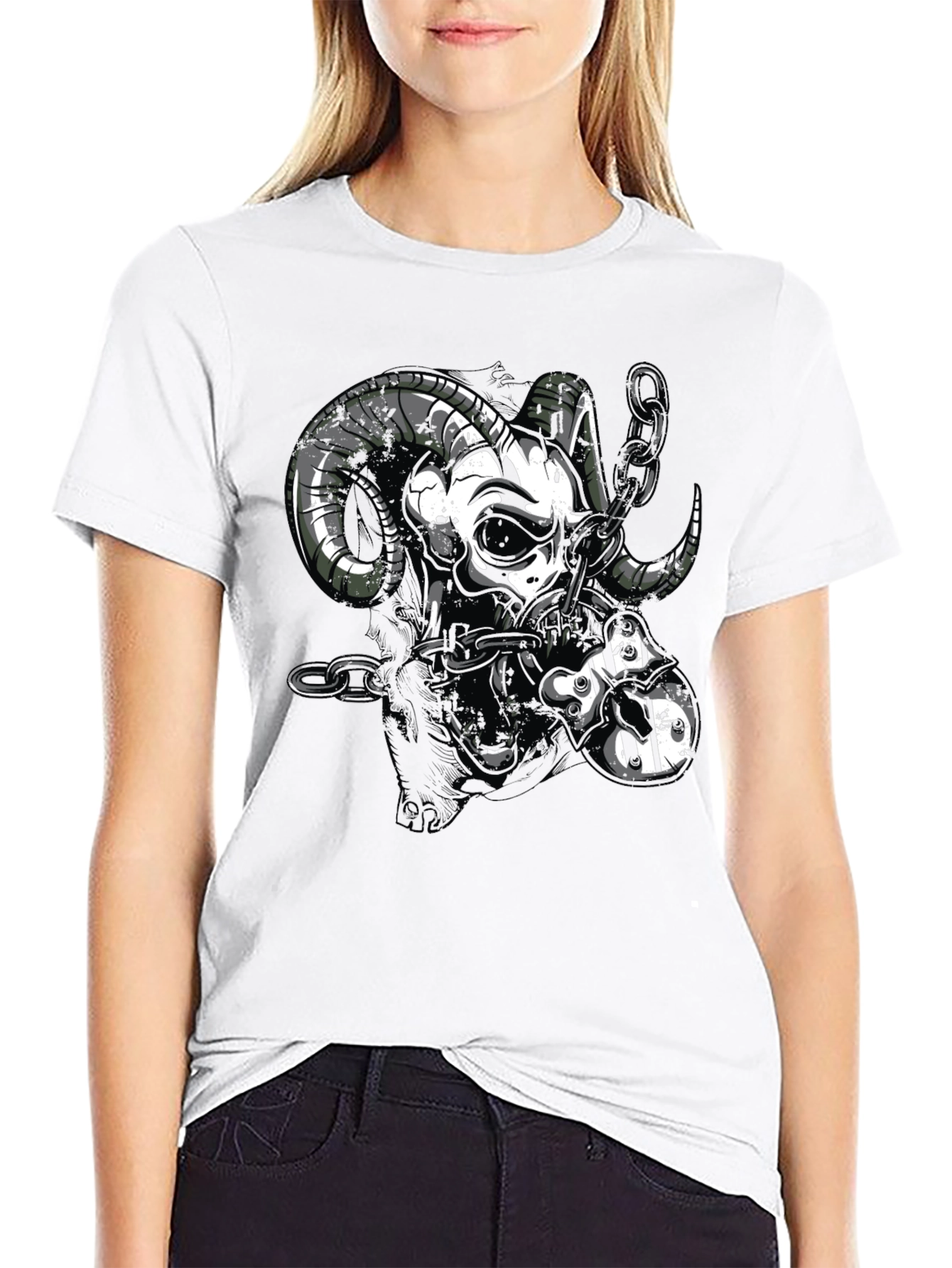 Ram Skull Graphic Black T-Shirt