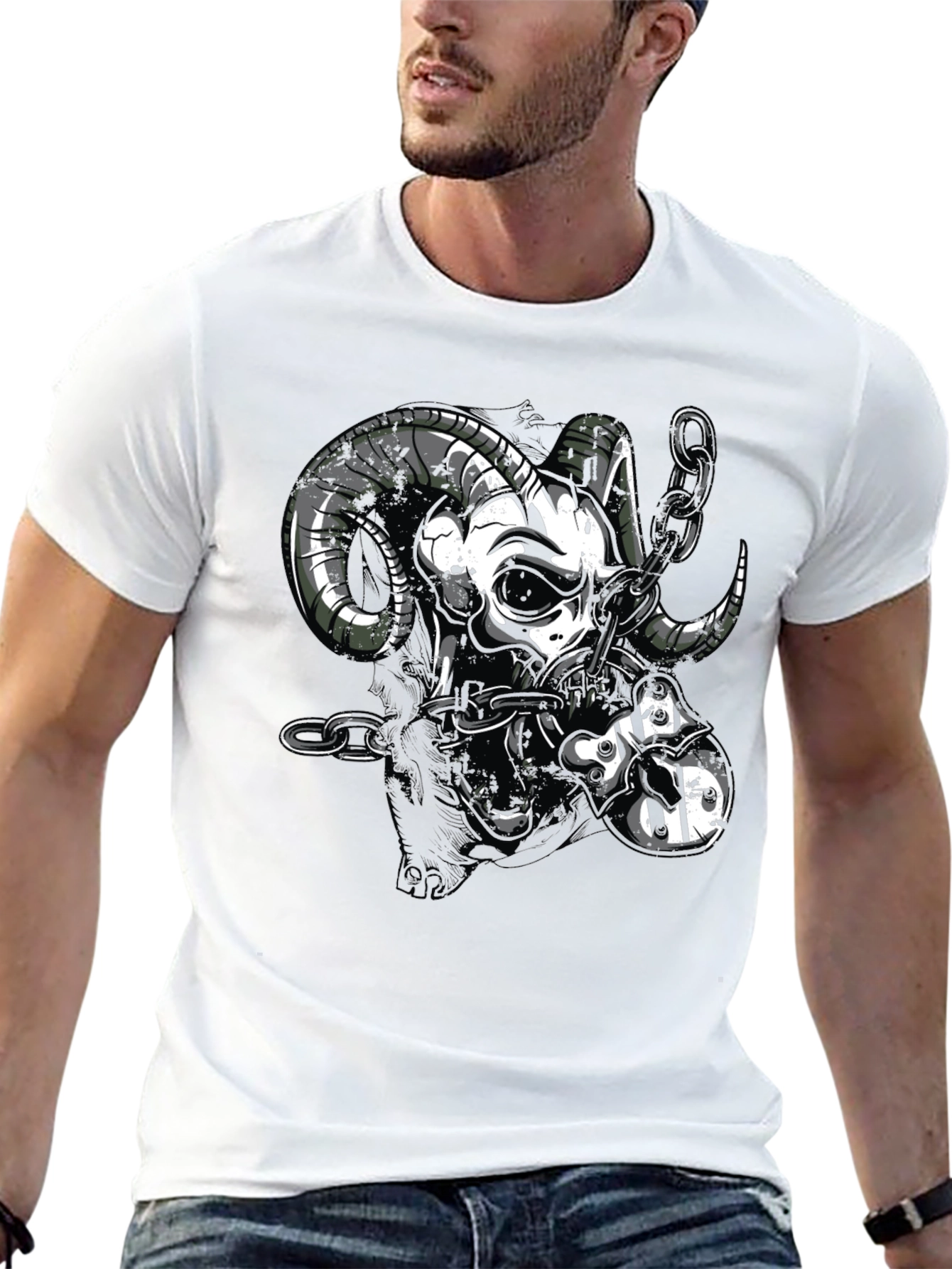 Ram Skull Graphic Black T-Shirt