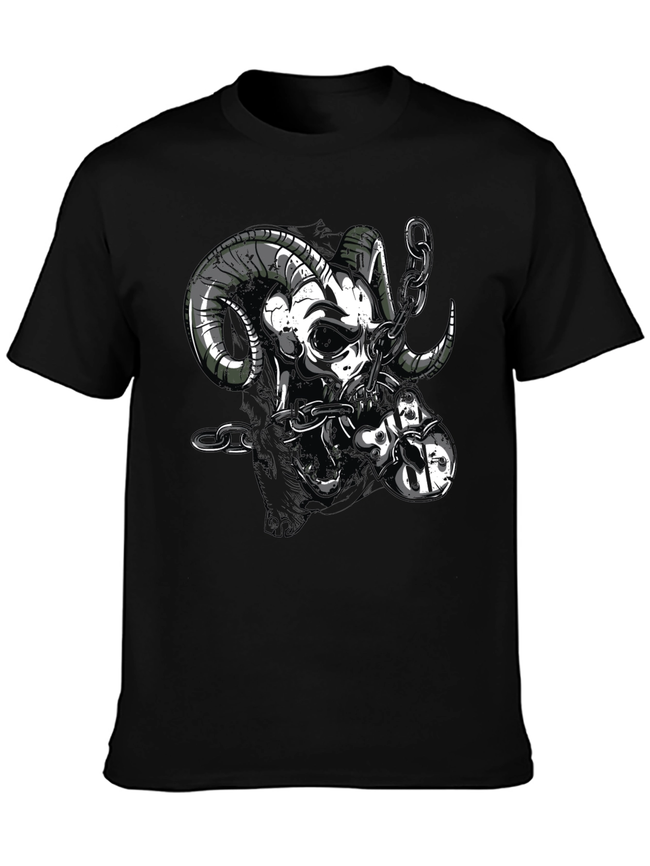 Ram Skull Graphic Black T-Shirt