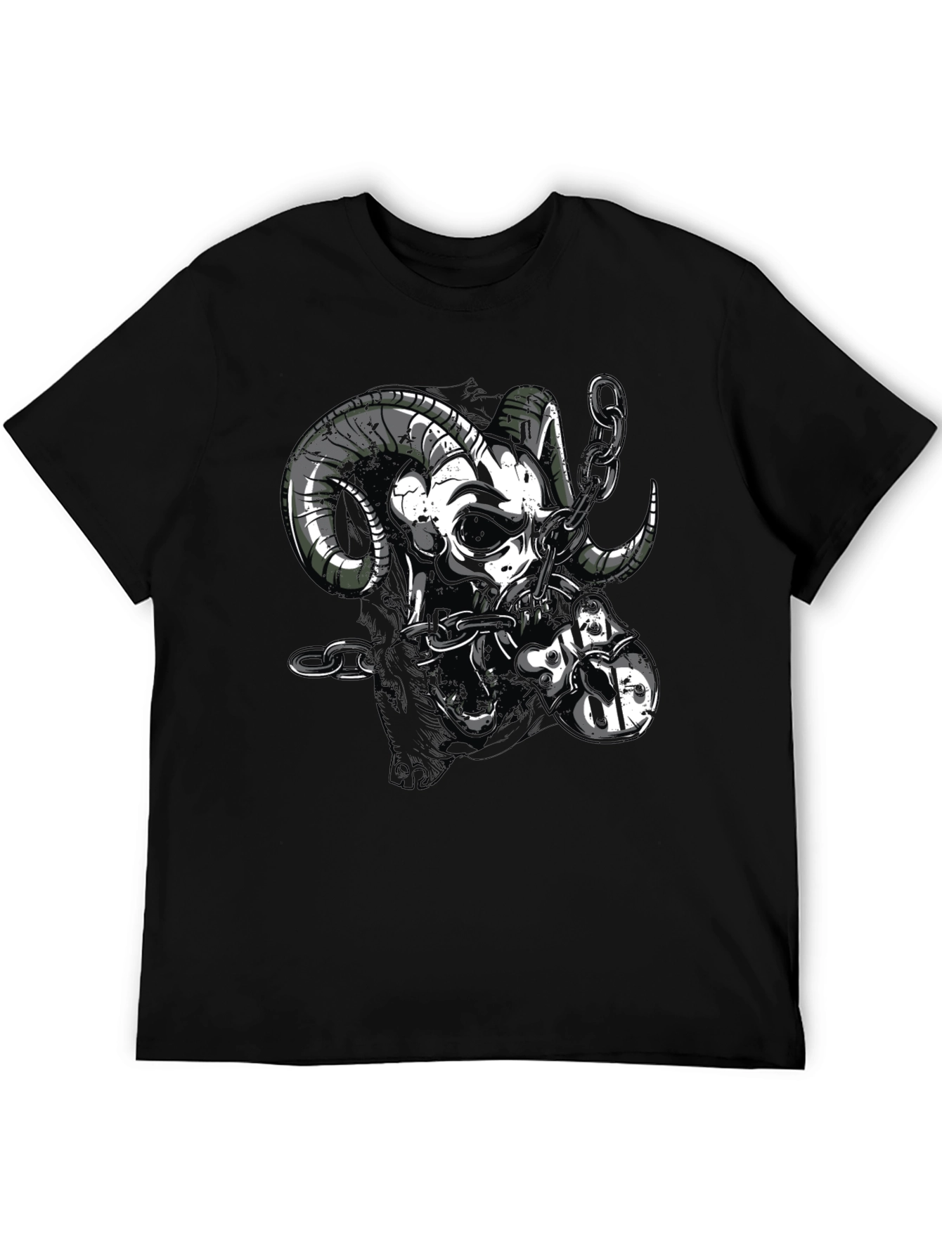 Ram Skull Graphic Black T-Shirt