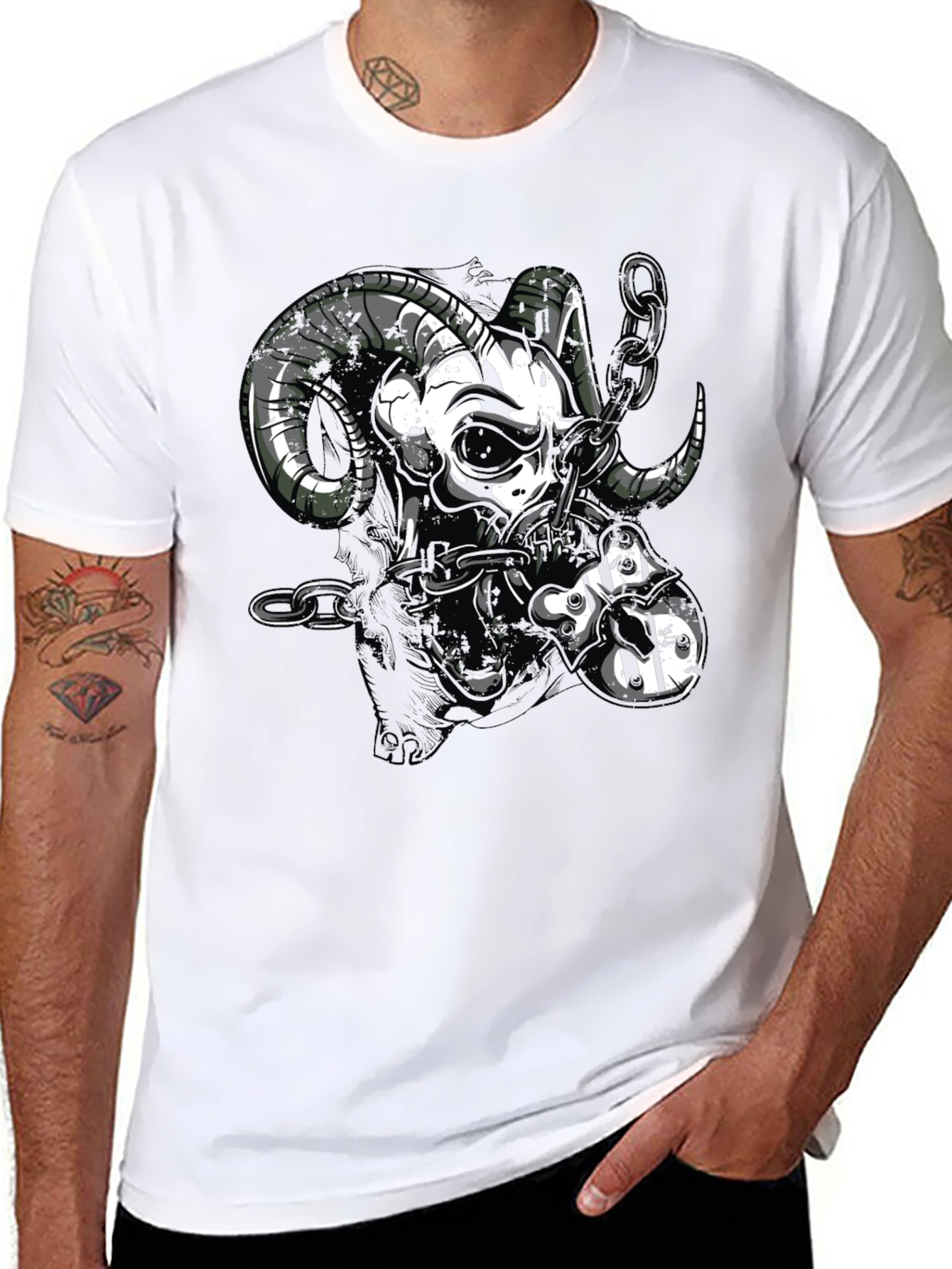 Ram Skull Graphic Black T-Shirt