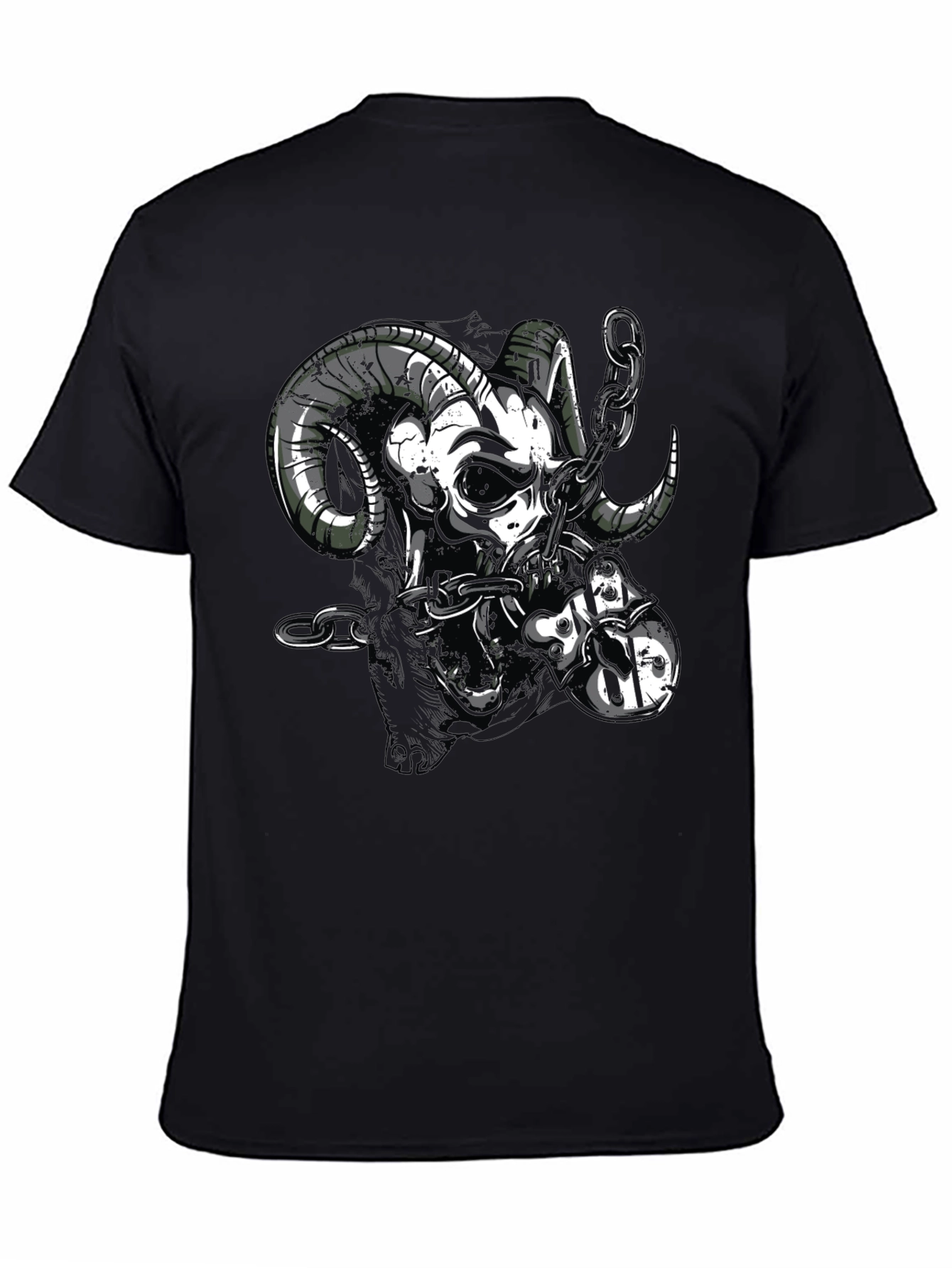 Ram Skull Graphic Black T-Shirt