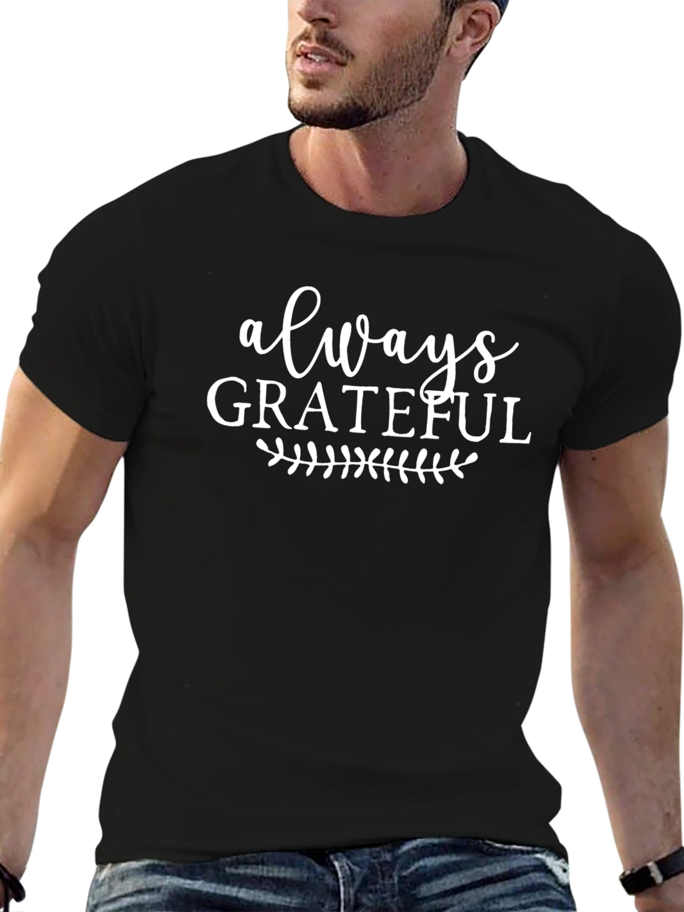 Always Grateful Black Graphic Tee