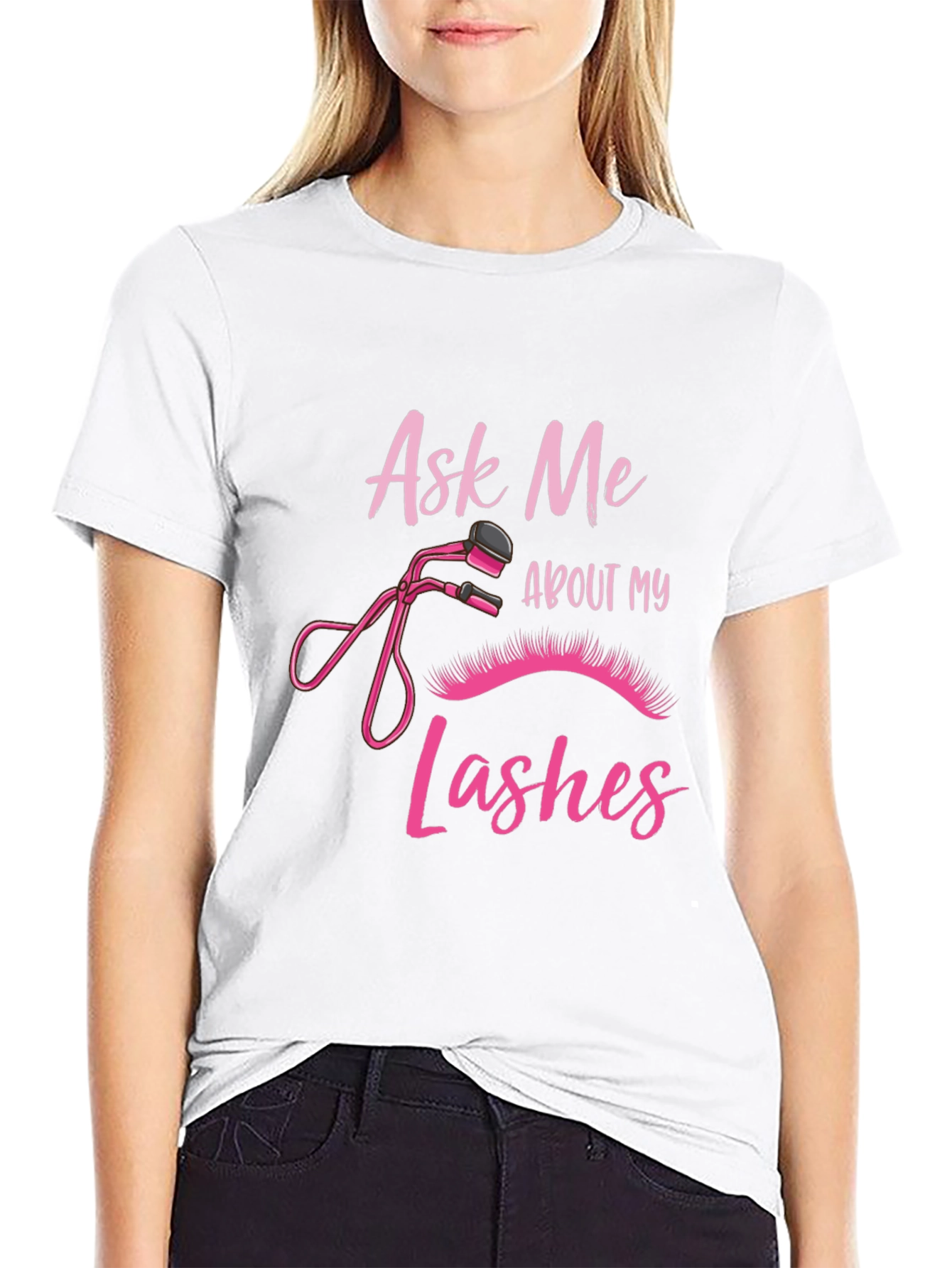 Ask Me About My Lashes Black T-Shirt