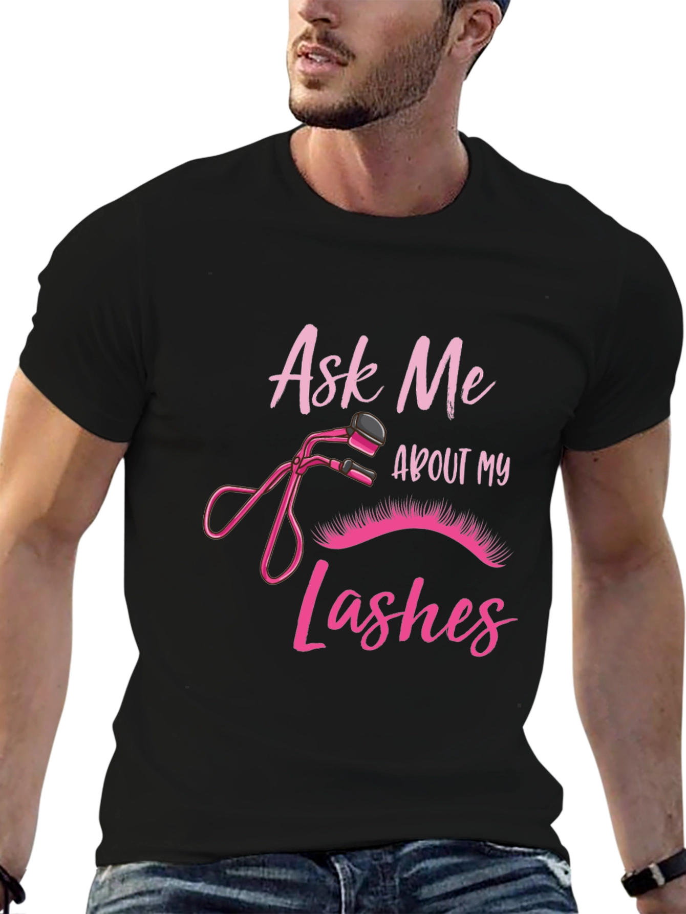Ask Me About My Lashes Black T-Shirt