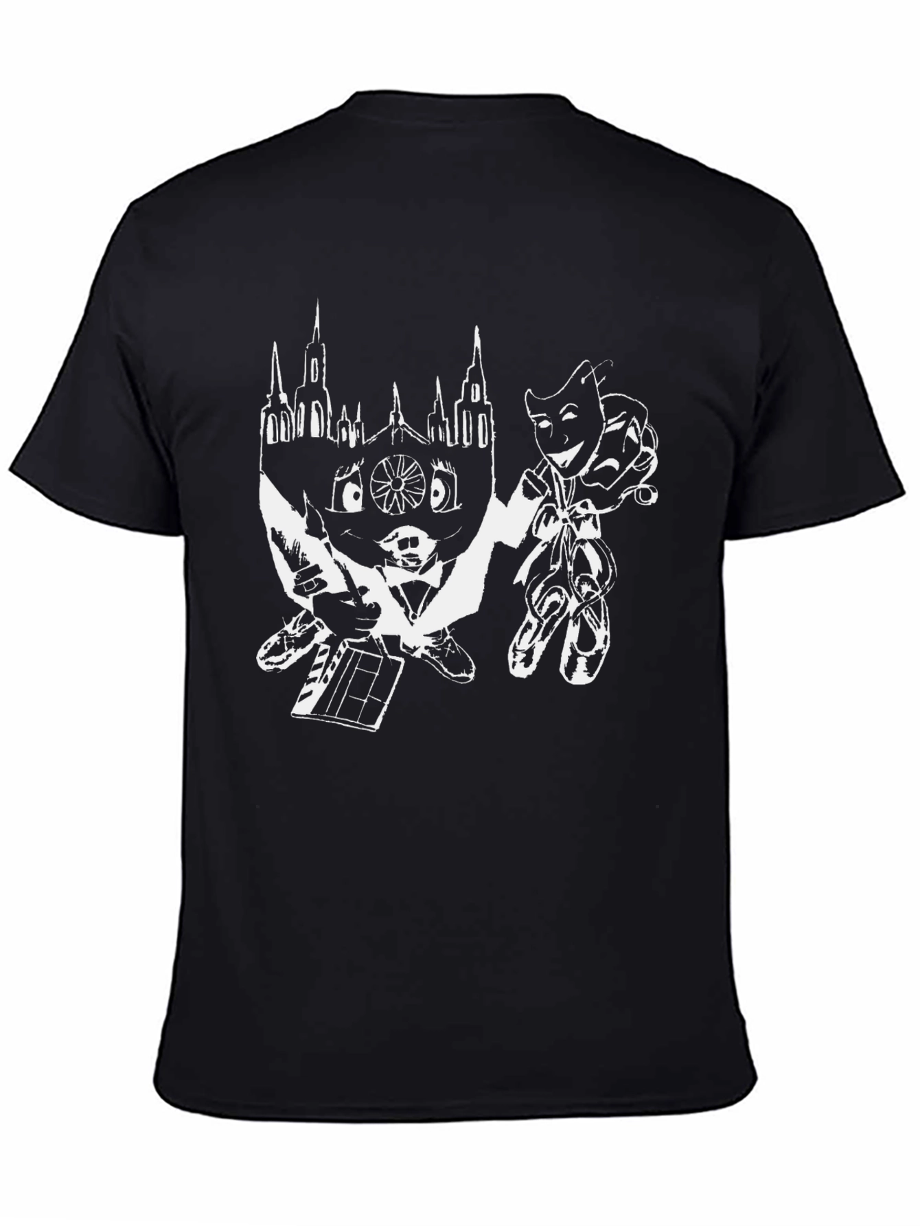 Artistic Graphic Tee - Black Cotton Blend