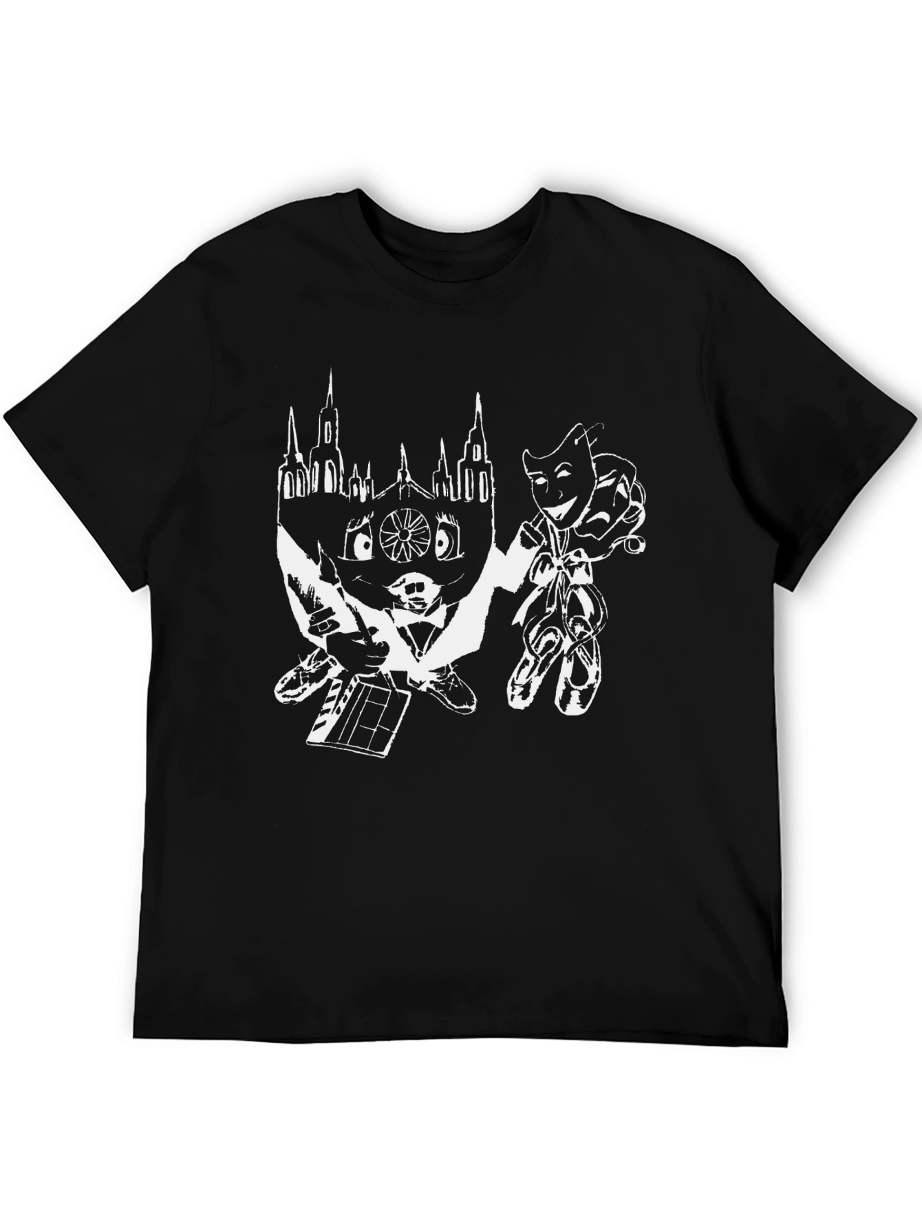 Artistic Graphic Tee - Black Cotton Blend